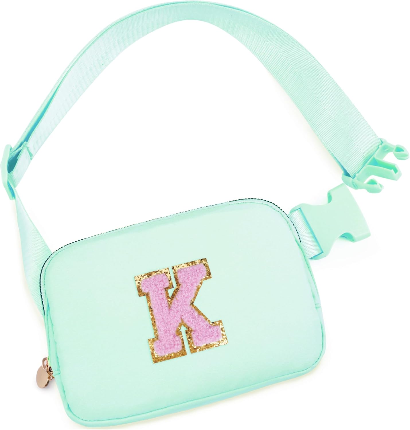 Belt Bag Fanny Pack Crossbody Bags with Initials Letter Patch Cute Stuff Birthday Gifts for Teenager Girls Trendy Stuff for Teens | Light Green,K