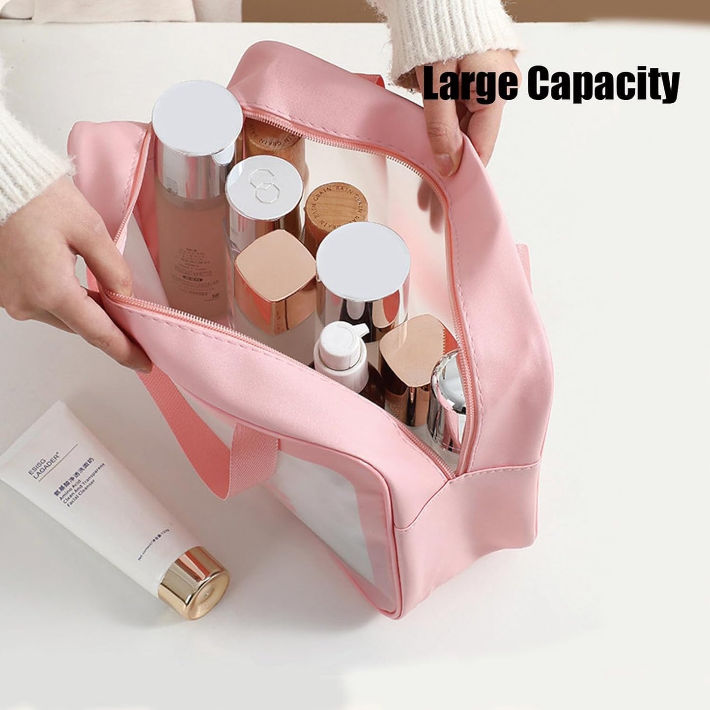 Clear Travel Bags for Toiletries,3 Pack Toiletry Bag,Matte Translucent Toiletry Bag,Makeup Bag With