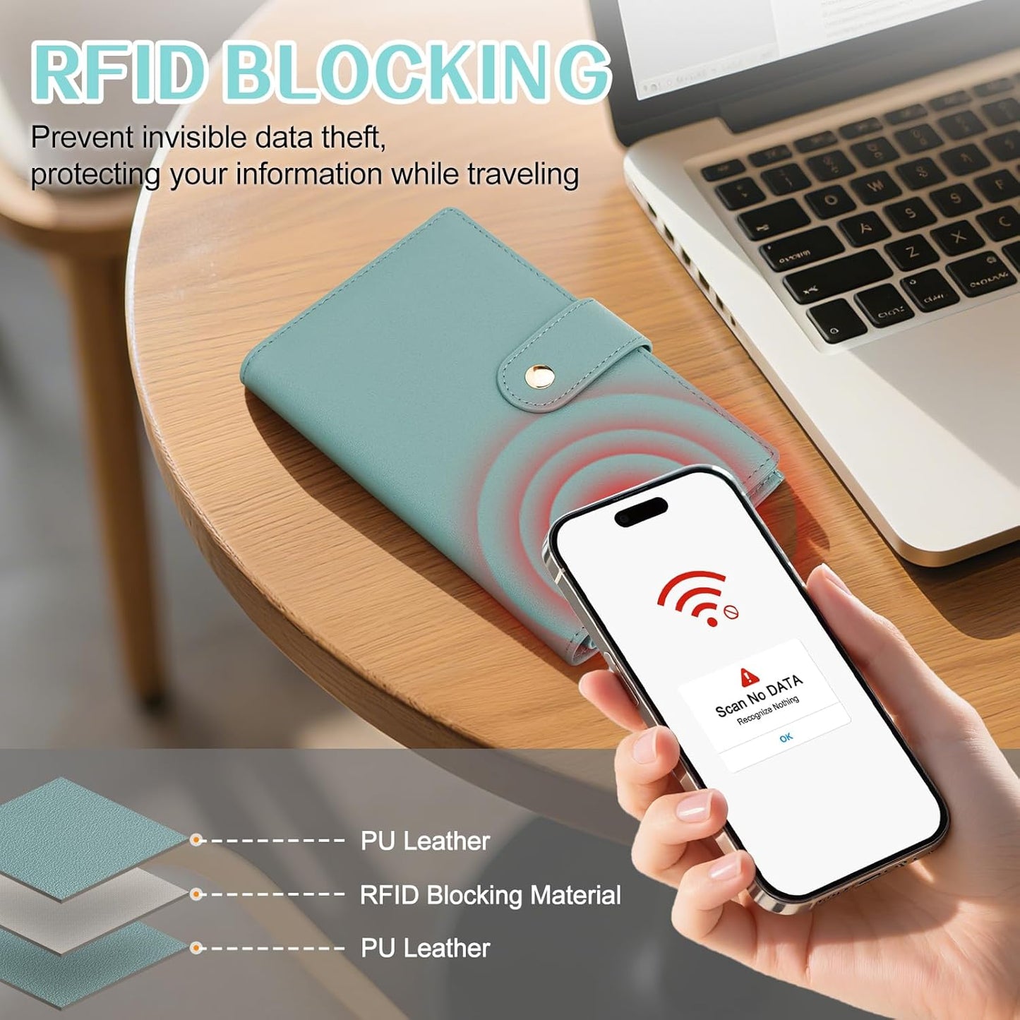 Passport Holder for Travel Women, RFID Blocking Passport Wallet with Airtag Slot, PU Leather Passport Cover Travel Wallet with Zippered Coins Pocket for Travel Essentials