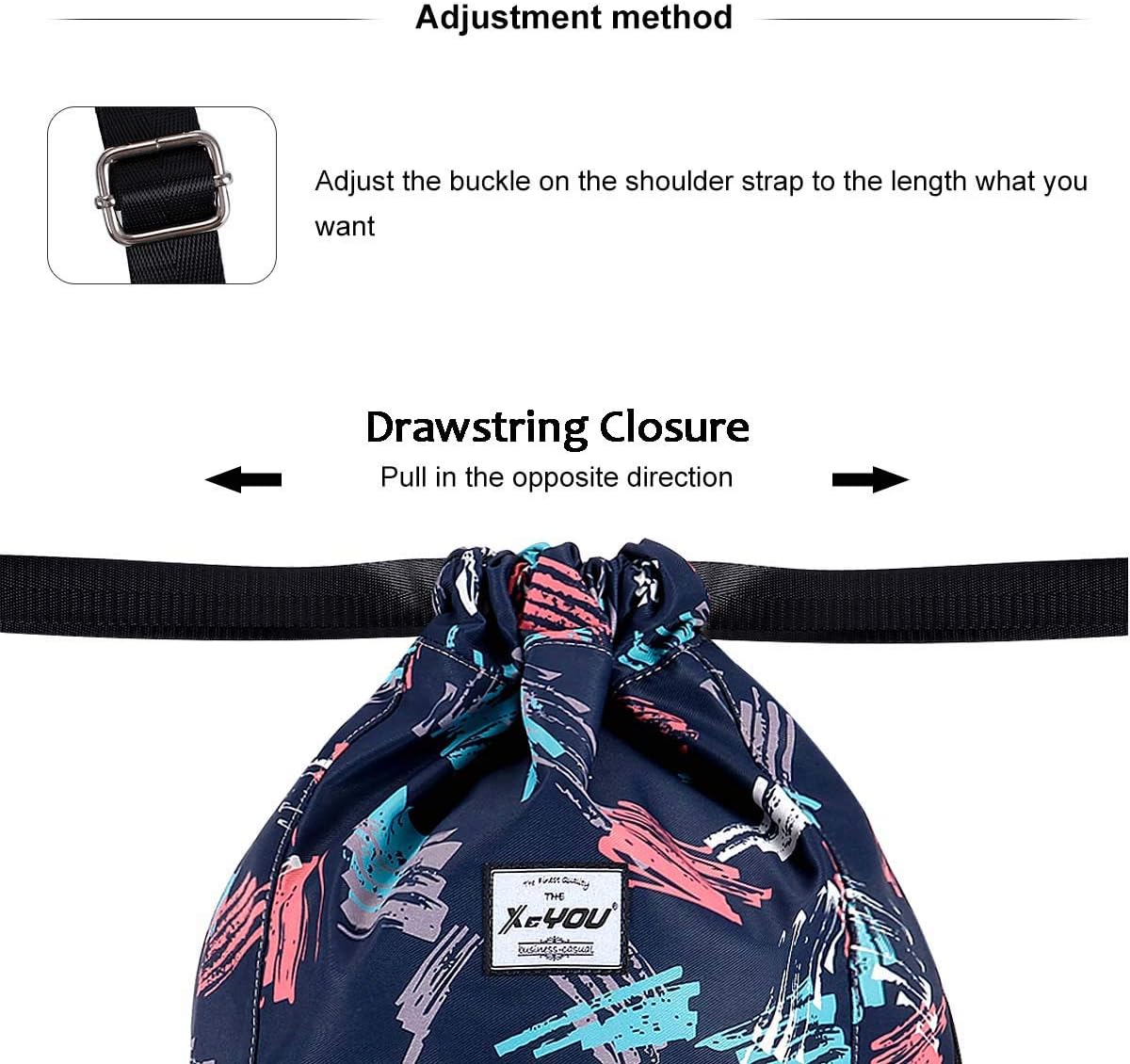 XEYOU Drawstring Sports Backpack Lightweight Gym Yoga Sackpack Shoulder Rucksack Casual Outdoor Daypack for Women and Men
