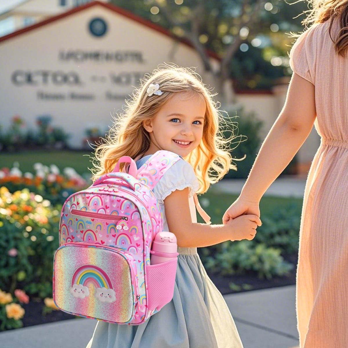 RHCPFOVR Girls Backpack for Elementary School, Backpack for Girls 5-8, Lightweight Kids Backpacks