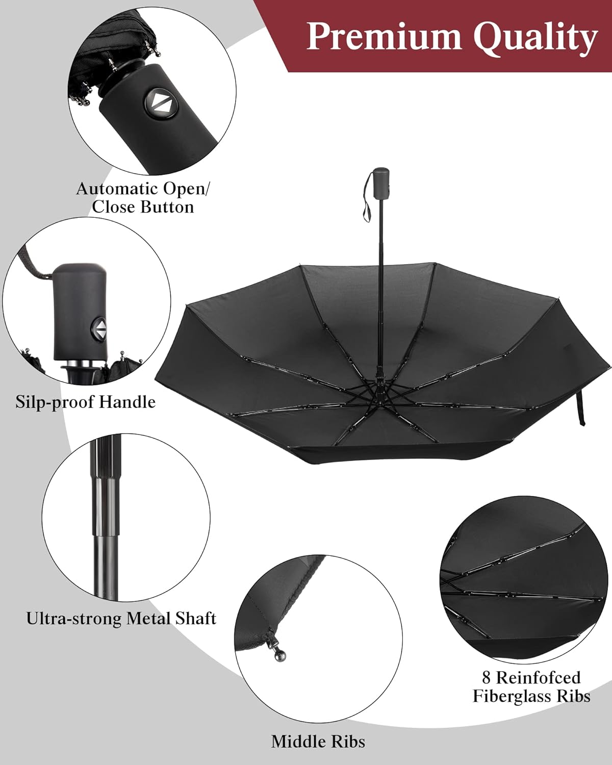 Wesiti 10 Pack Rain Umbrellas Bulk Automatic Open Close Collapsible Umbrella for Men Women