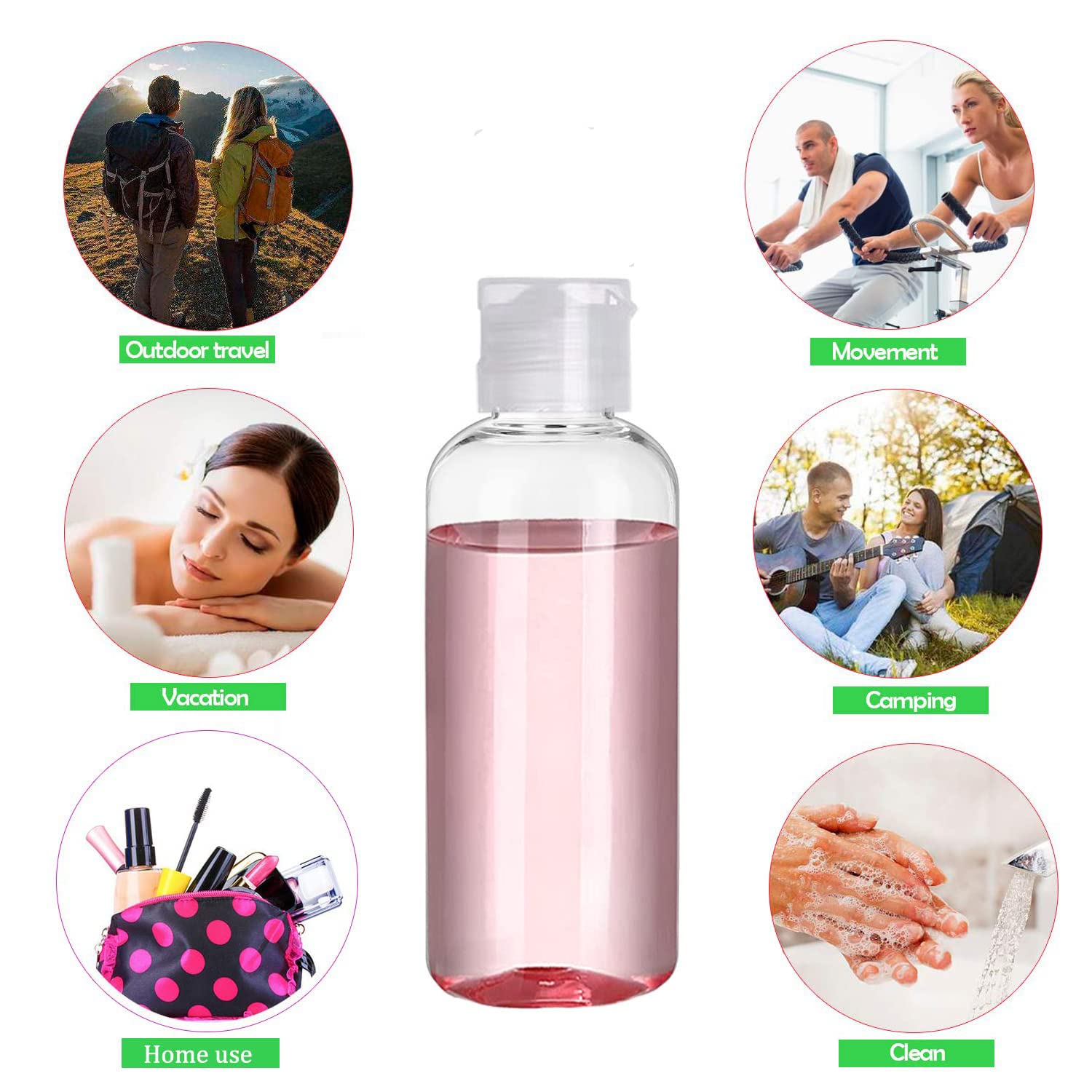 DNSEN 5 Pack 3.4oz Empty Plastic Travel Bottles for Toiletries TSA Approved Leak Proof Squeezable