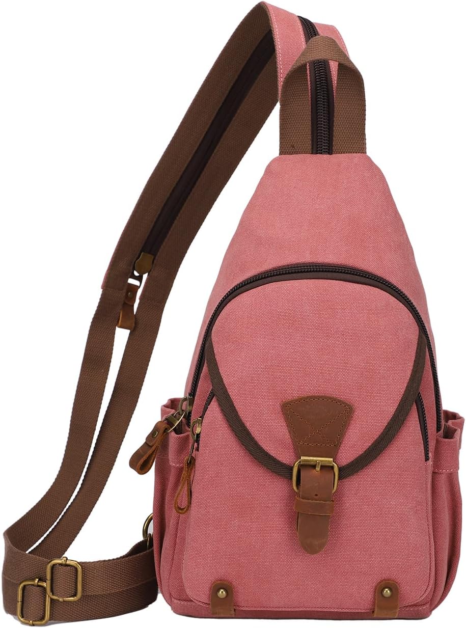 KouLi Buir Canvas Sling bag,Small Crossbody Backpack,Convertible Chest Bag Casual Daypack For Outdoor Cycling Hiking Travel