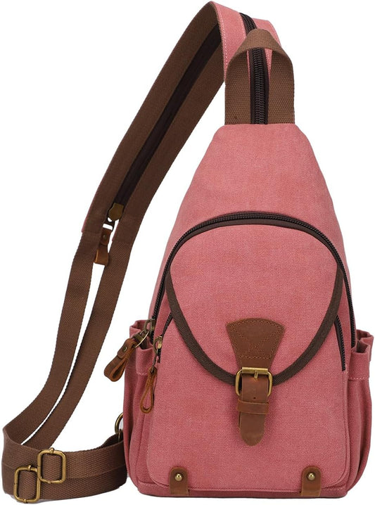 KouLi Buir Canvas Sling bag,Small Crossbody Backpack,Convertible Chest Bag Casual Daypack For Outdoor Cycling Hiking Travel