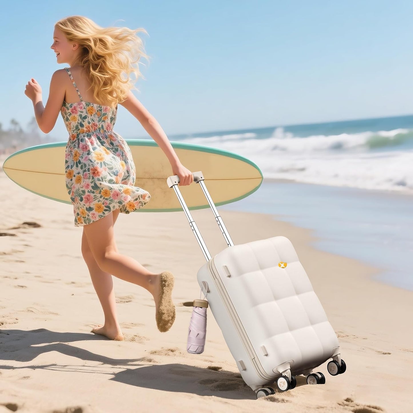 MGB Hardside Carry On Luggage with Spinner Wheels & Built-in TSA Lock, Durable Suitcase Rolling Luggage with Scratch-Resistant Surface, Carry-On 20-Inch, Cream