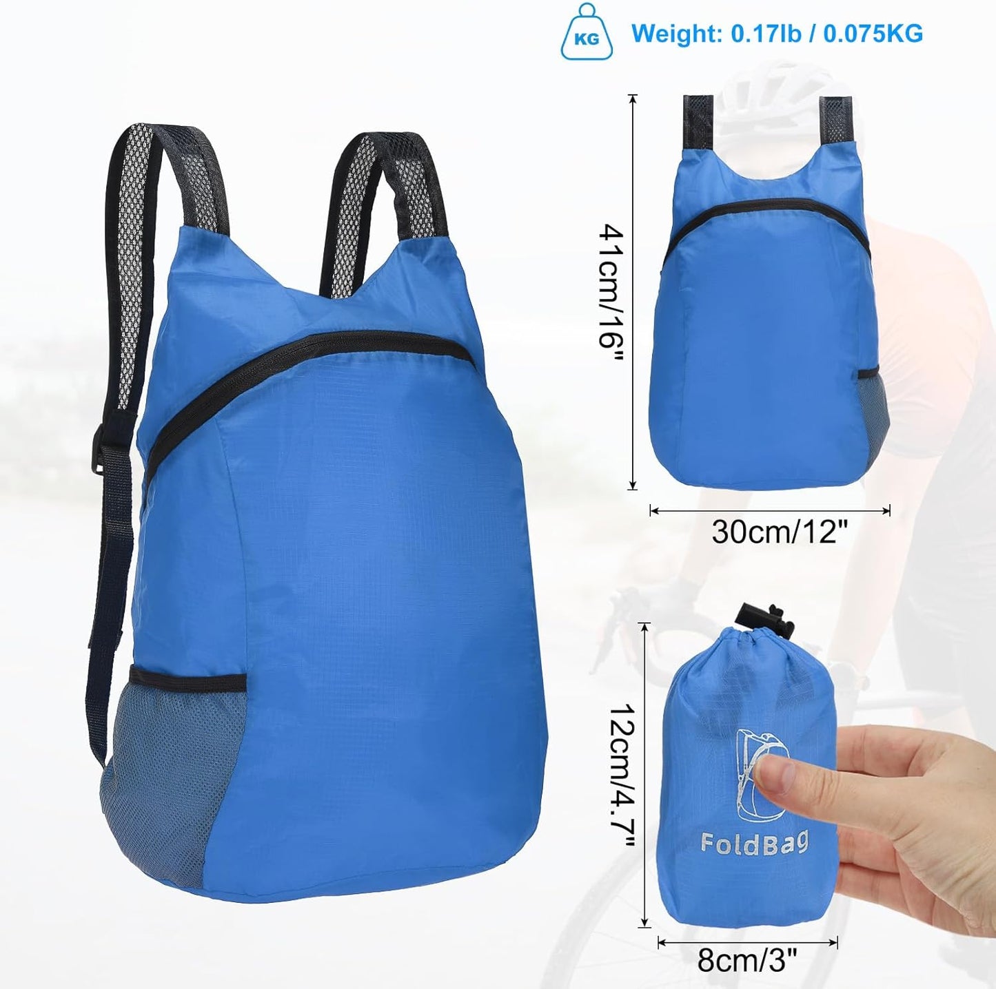 PATIKIL Hiking Backpack, 15L-20L Packable Lightweight Backpack Daypack Small Foldable Outdoor Camping Cycling Backpacking Shoulder Bag, Blue