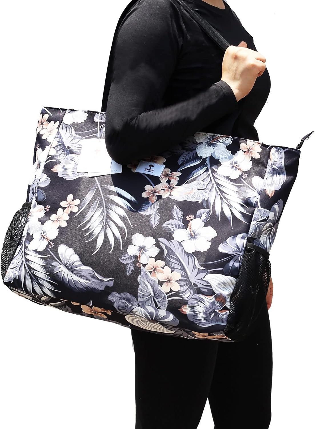 LARGE BEACH BAG Water Resistant Lightweight 20 inch Women Oversize Tote Bag for Gym Beach Travel Pool Yoga Nurse