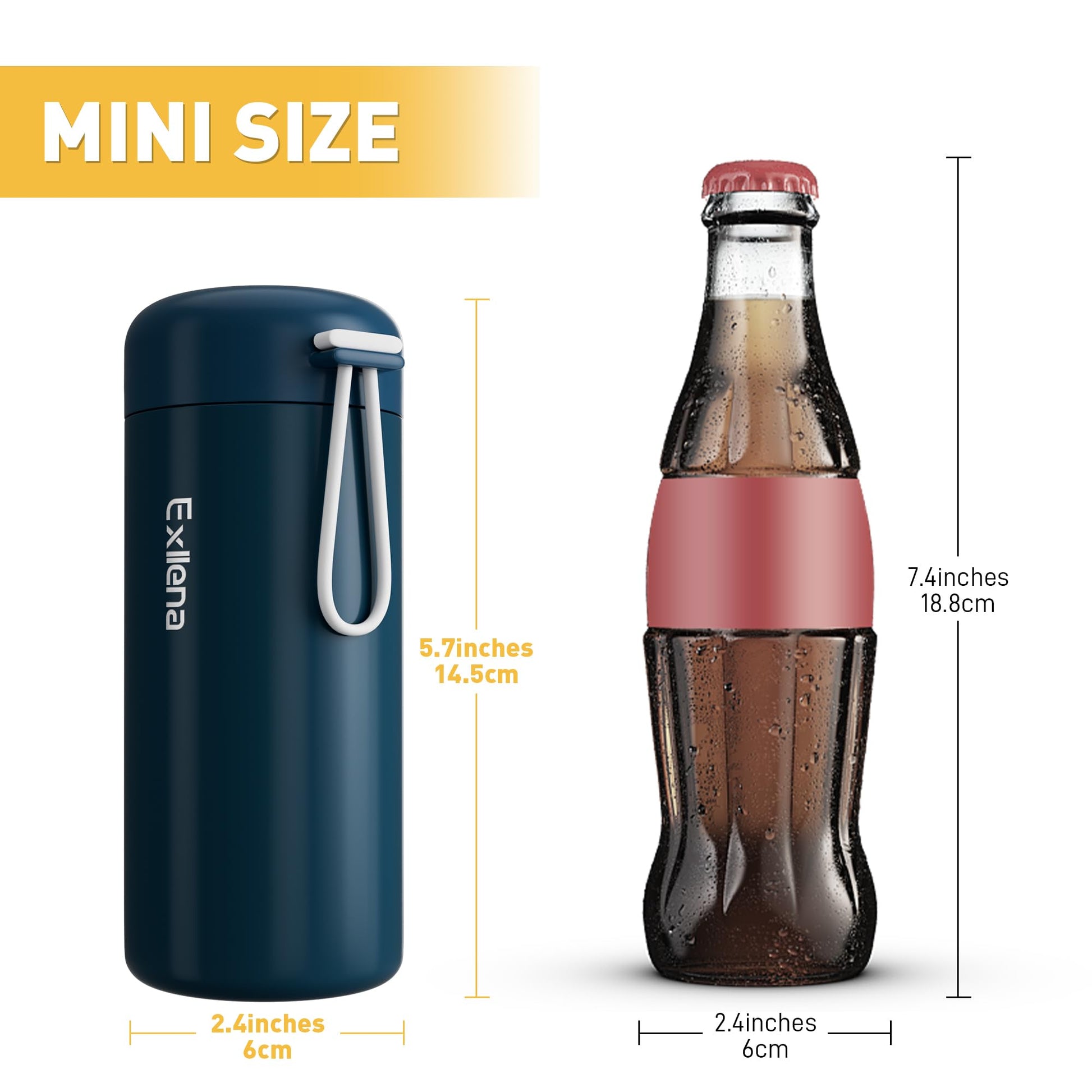 Exllena Small Water Bottle 10oz, Small Insulated Water Bottle for Hot&Cold Drinks, Water Bottle