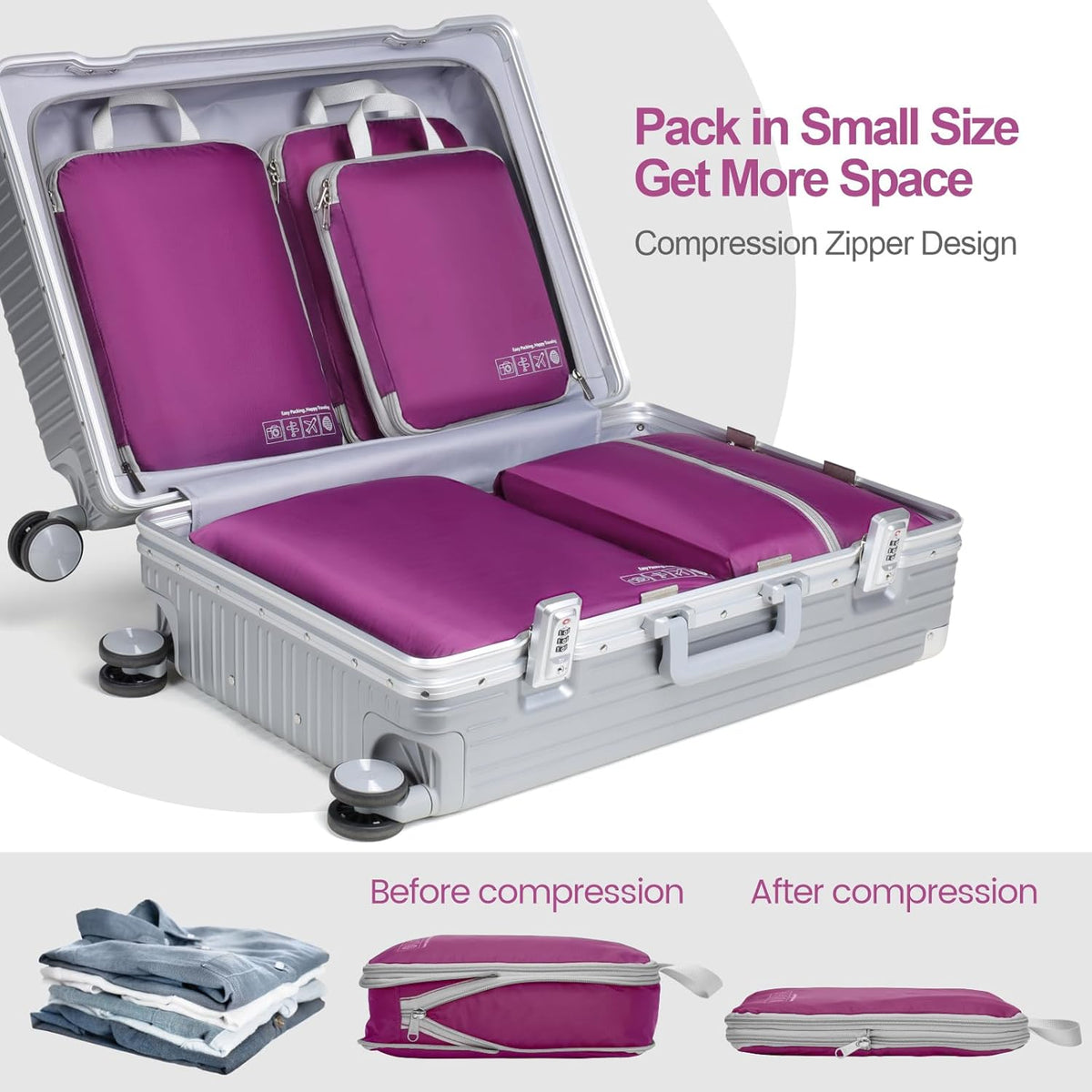 Cambond Compression Packing Cubes for Travel Women - Travel Bags Luggage Organizers Travel