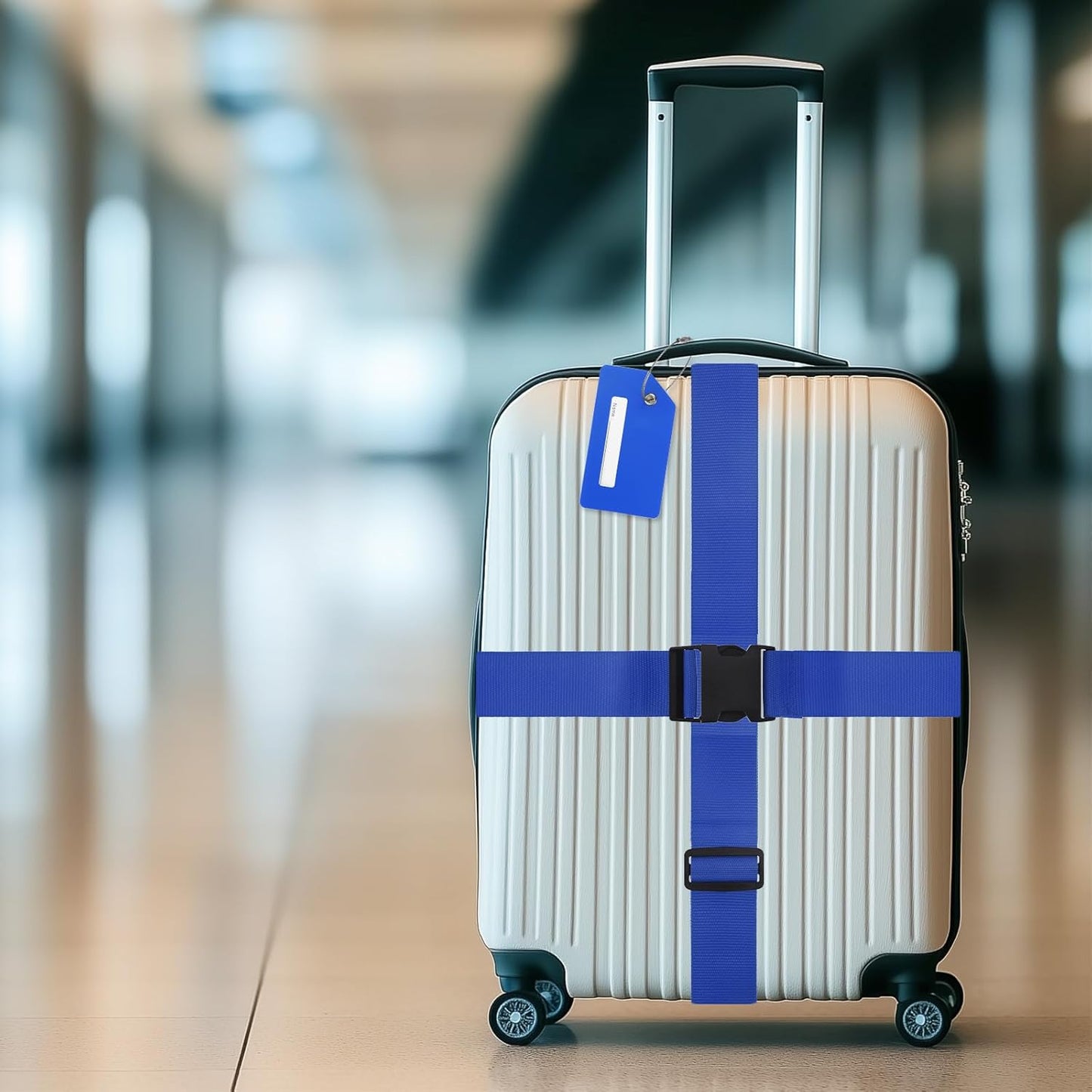 2-Sets Luggage Straps TSA Approved, Travel Straps for Luggage Suitcase Tags Set, Adjustable Suitcase Belt [Dark Blue]