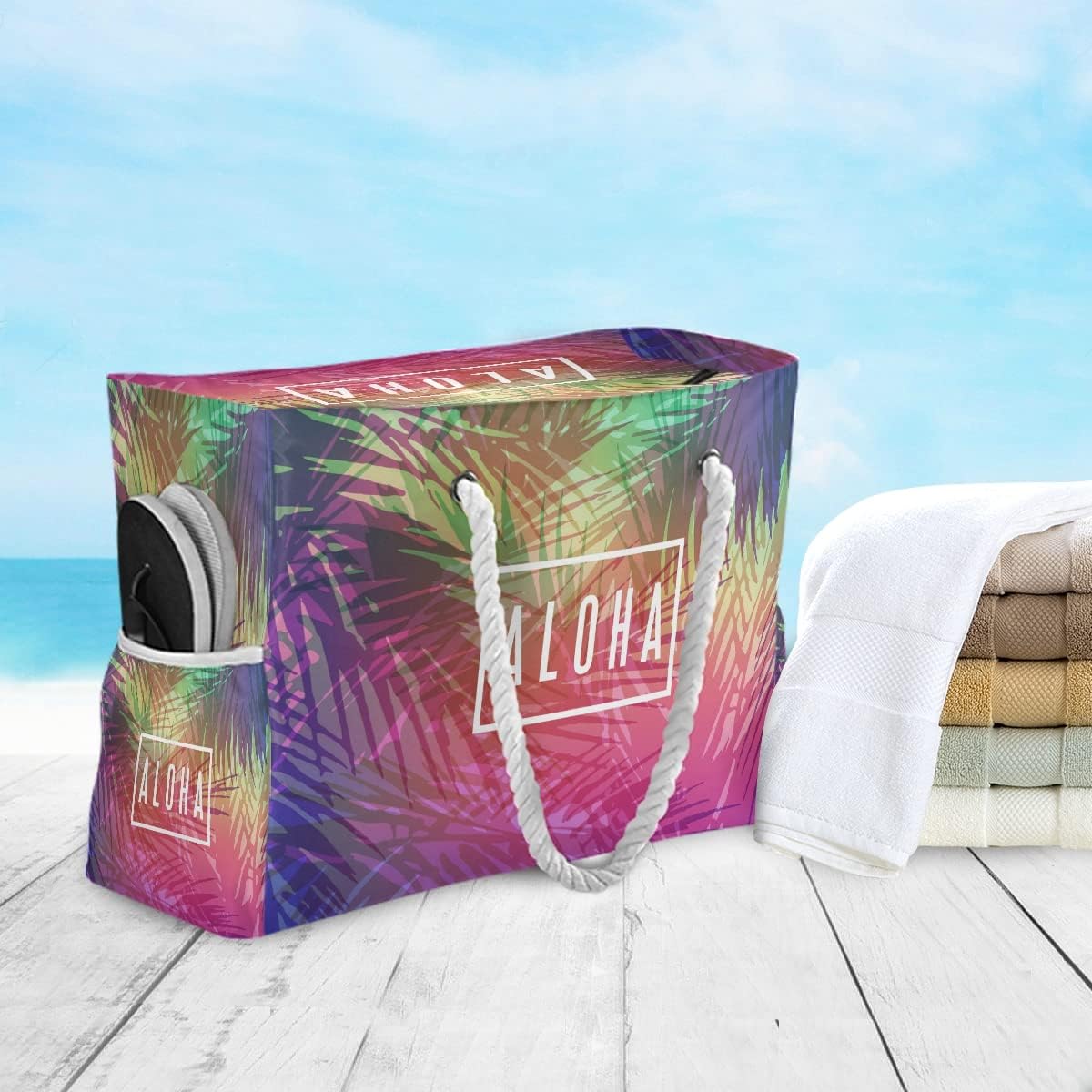 senya Large Beach Shoulder Bags Canvas Tote Water Resistant for Gym Travel Daily