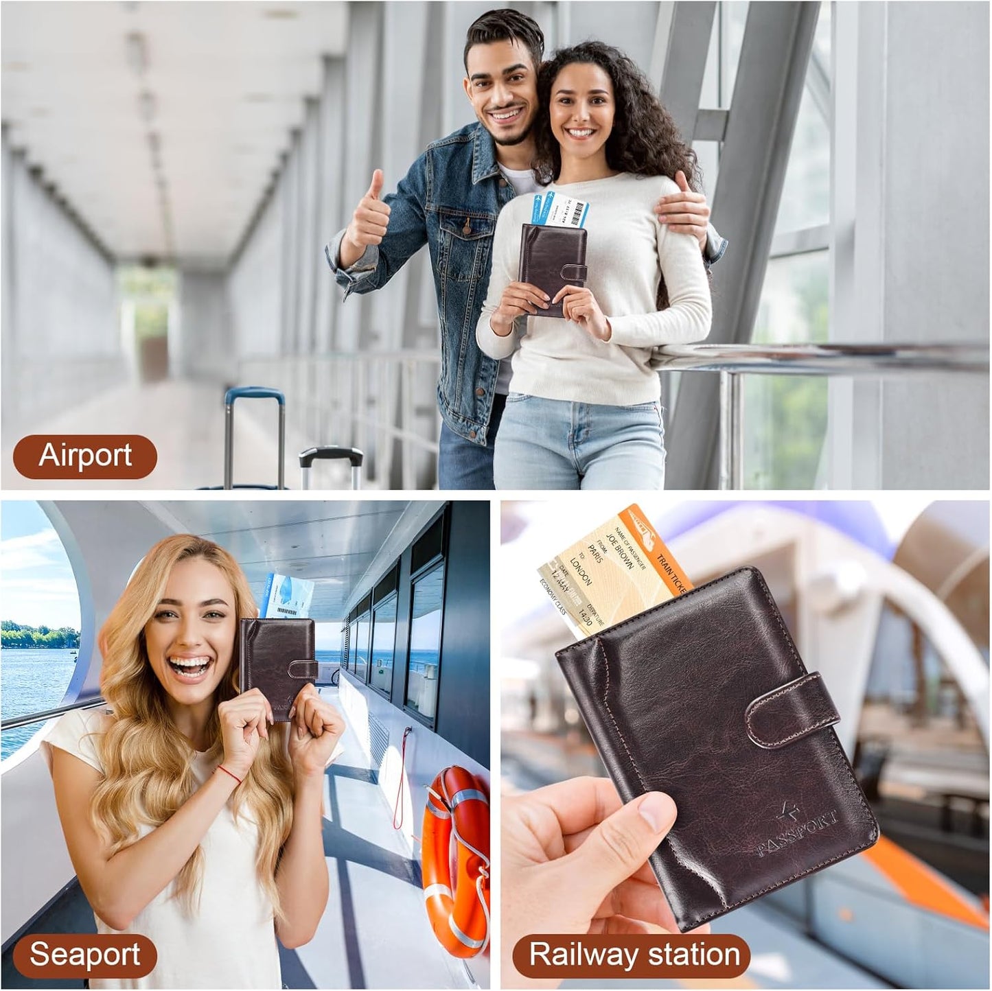 Herain Passport Holder for Travel Cruise Essentials, Passport Cover Wallet Case Women Men, RFID Passports Book Holders Travels Gifts Must Haves Accessories