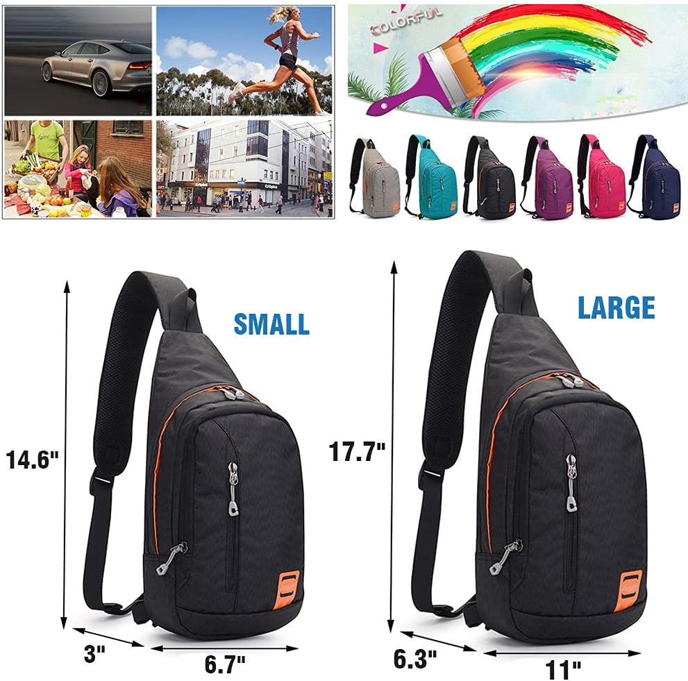 Peicees Small Sling Backpack Waterproof Unisex Shoulder Bag Chest Crossbody Daypack
