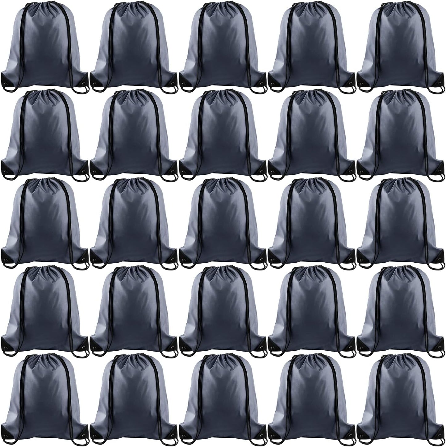 KUUQA 25Pcs Gray Drawstring Bags - String Backpacks for Gym, Sport, Traveling