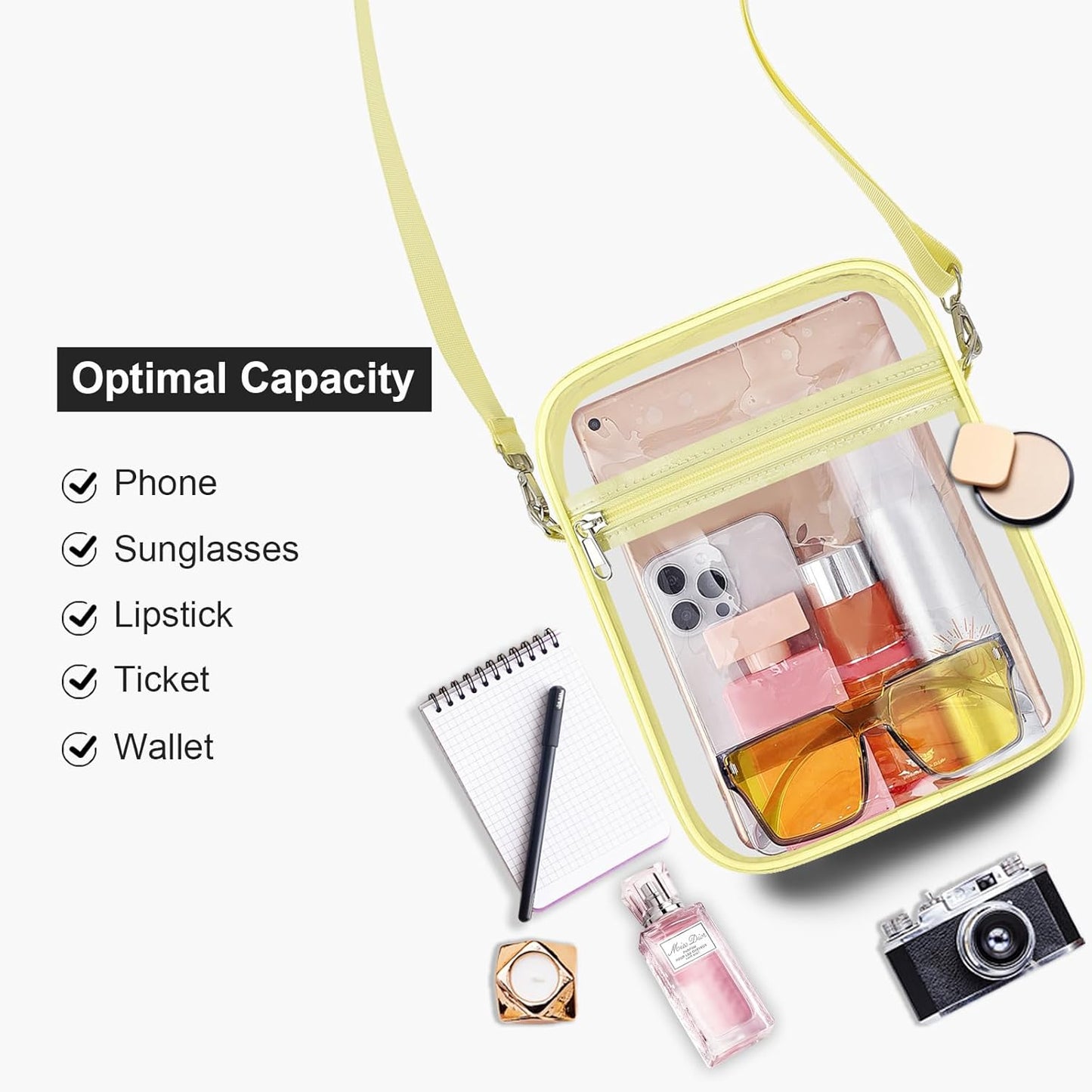 USPECLARE Clear Purse Stadium Transparent Messenger Bag Stadium Approved for Men and Women Clear CrossBody Bag