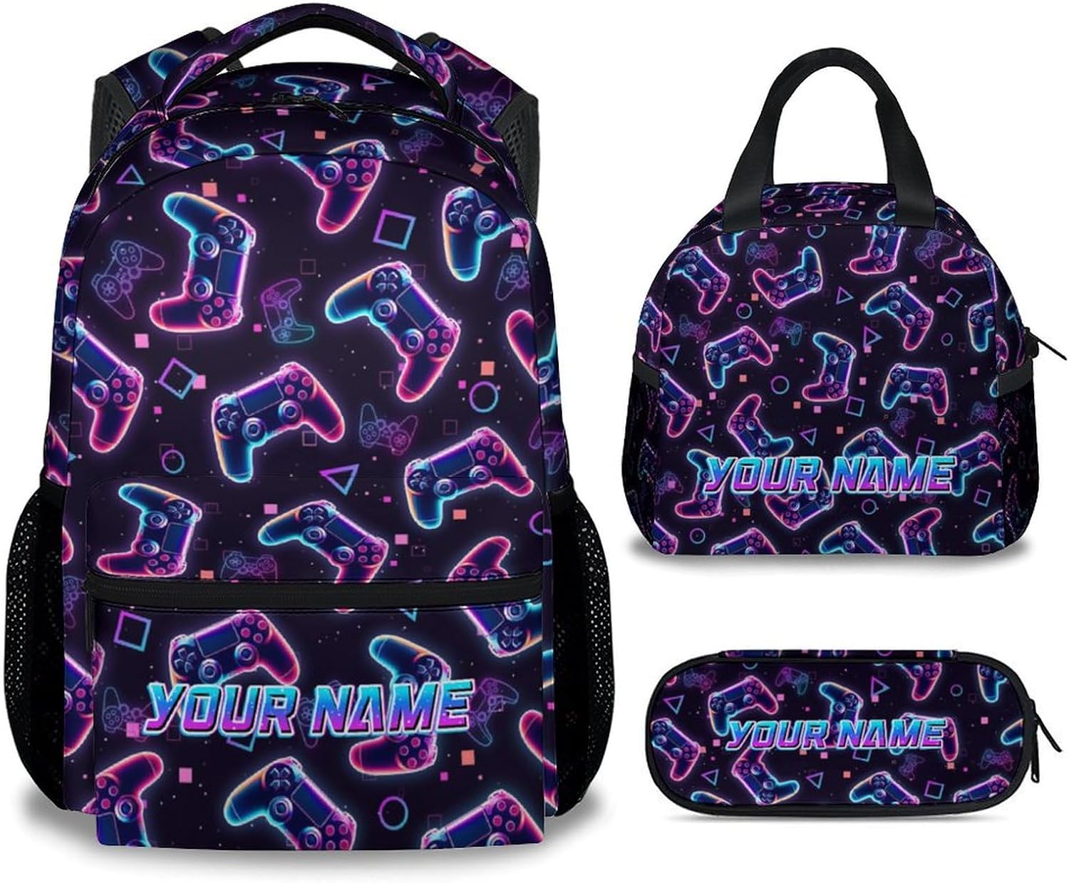 Mercuryelf Kid Backpack for School - 3 in 1 Cool Gaming Bookbag Set for Boys - 17 Inch Custom Gamer