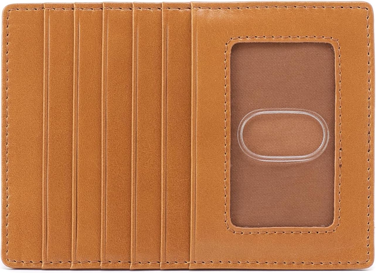 HOBO Euro Slide Leather Wallet with Passport Holder for Travel, Card and Cash Organizer, and Zipper Pocket, Natural