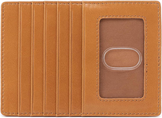 HOBO Euro Slide Leather Wallet with Passport Holder for Travel, Card and Cash Organizer, and Zipper Pocket, Natural