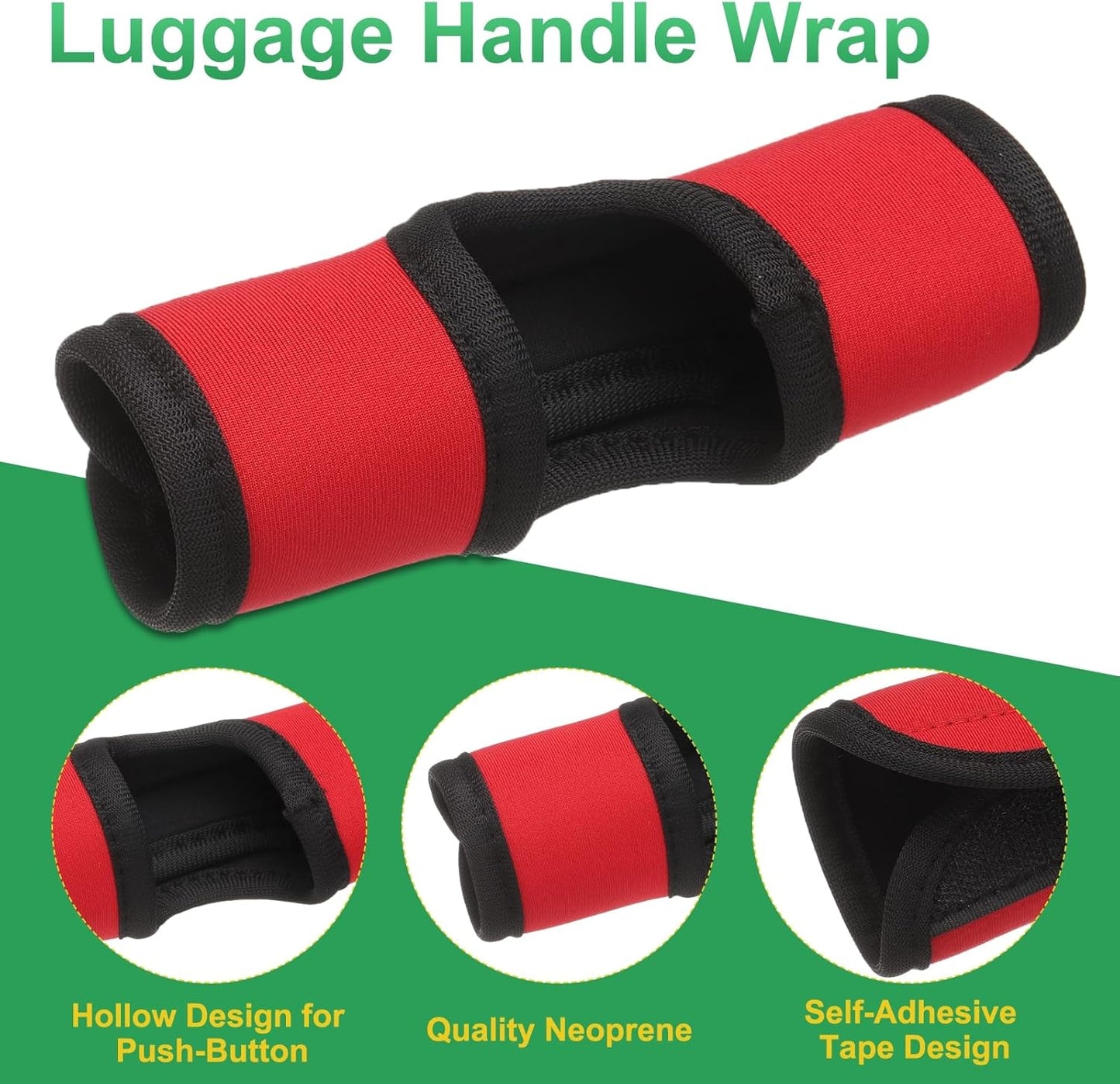 uxcell Luggage Handle Wrap, 4 Pcs Hollow Neoprene Handbag Grip Cover Protector Luggage Identifiers Suitcase Handle Wraps for Luggage Suitcase Travel Bags, Red
