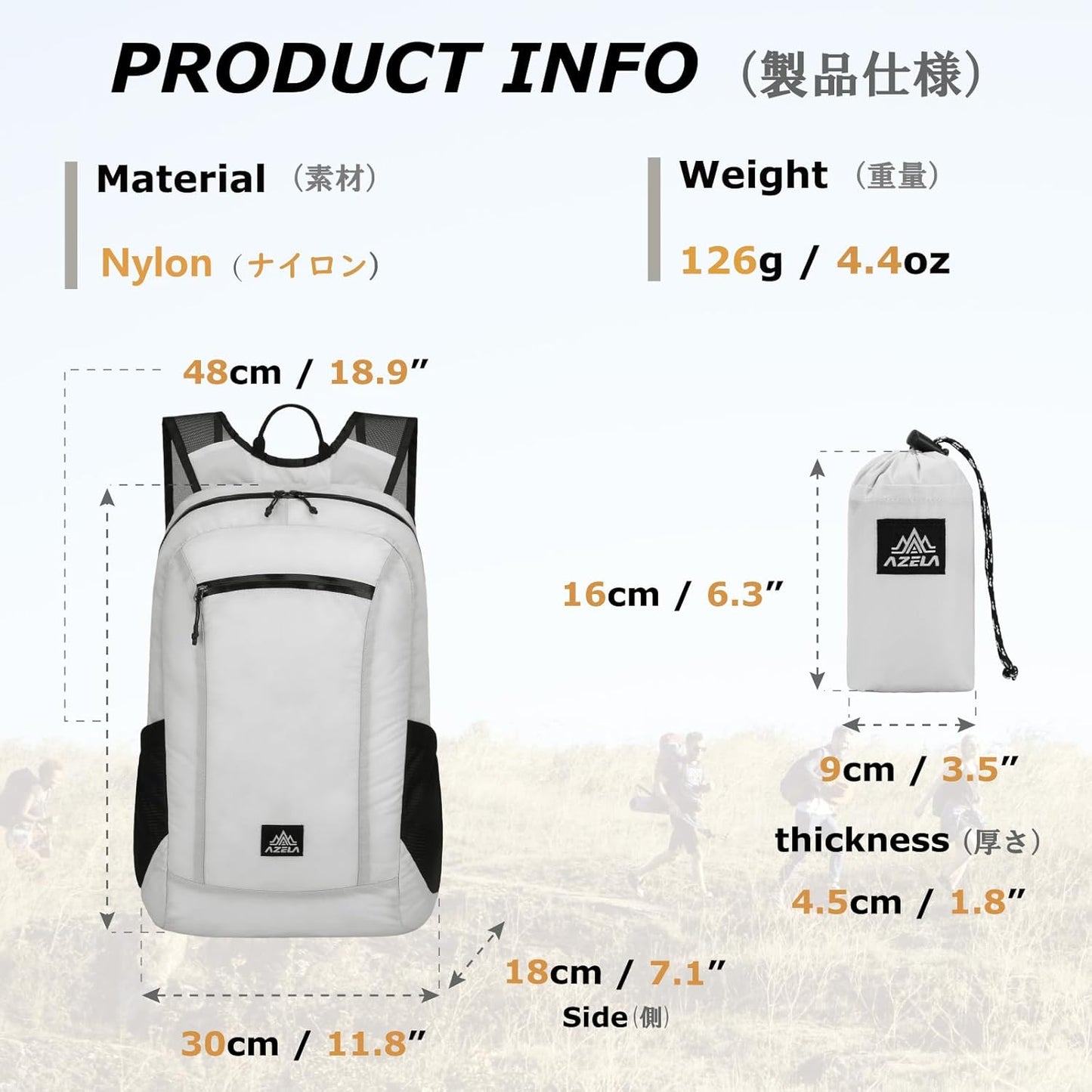 YAPJEB Lightweight Hiking Backpack, Breathable Daypack for Running Cycling Climbing Marathon Camping for Men and Women