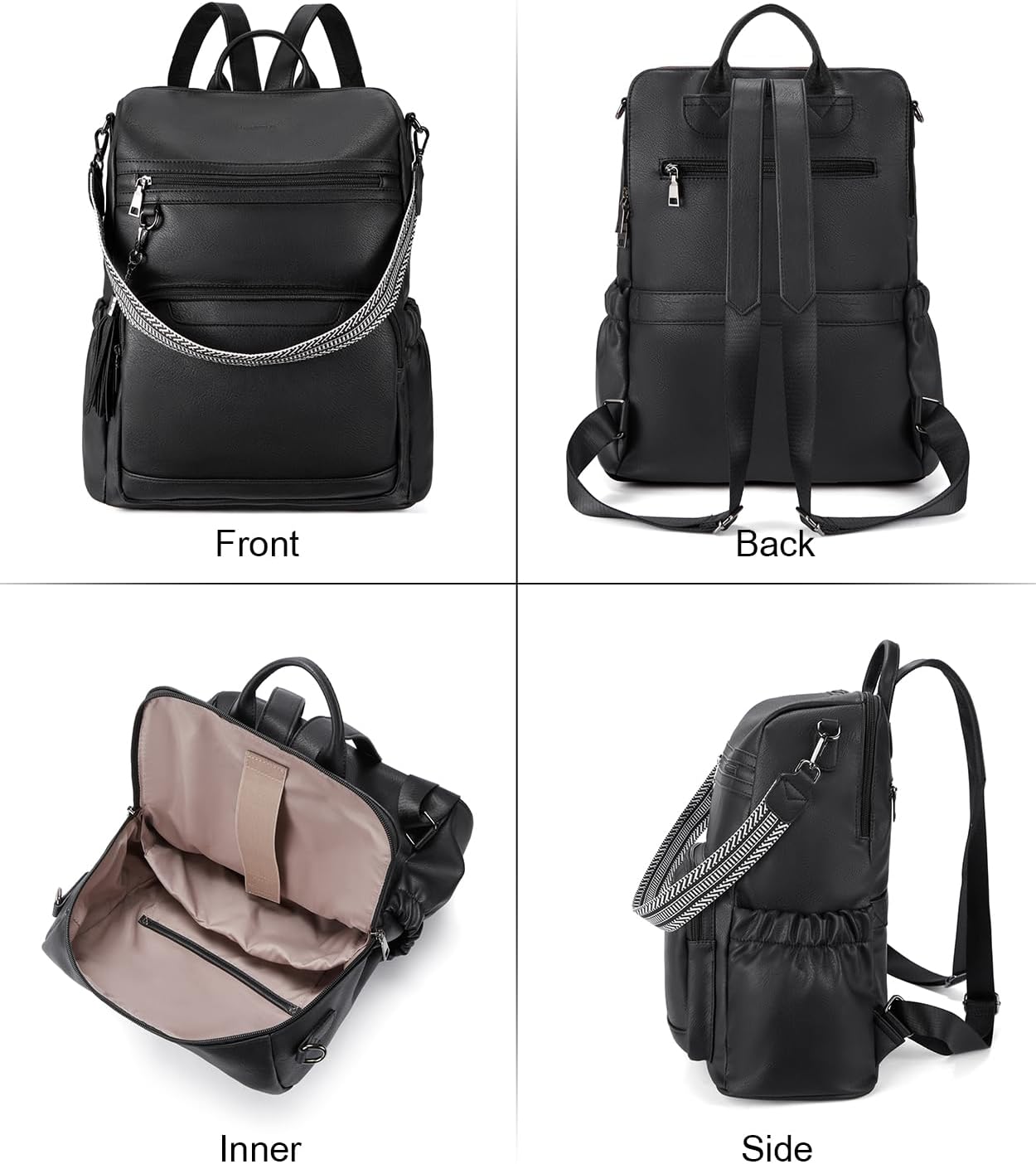 BOSTANTEN PU Leather Laptop Backpack for Women Designer Travel Backpack with Laptop Compartment Ladies Computer Shoulder Bags