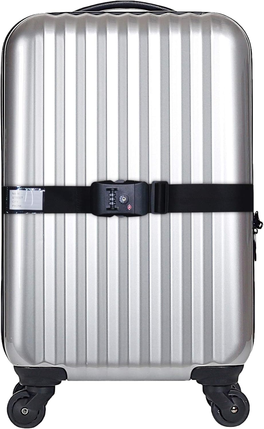 Heavy Duty Luggage Straps TSA Approved with Combination Lock Adjustable Travel Belt for Suitcases (Black)