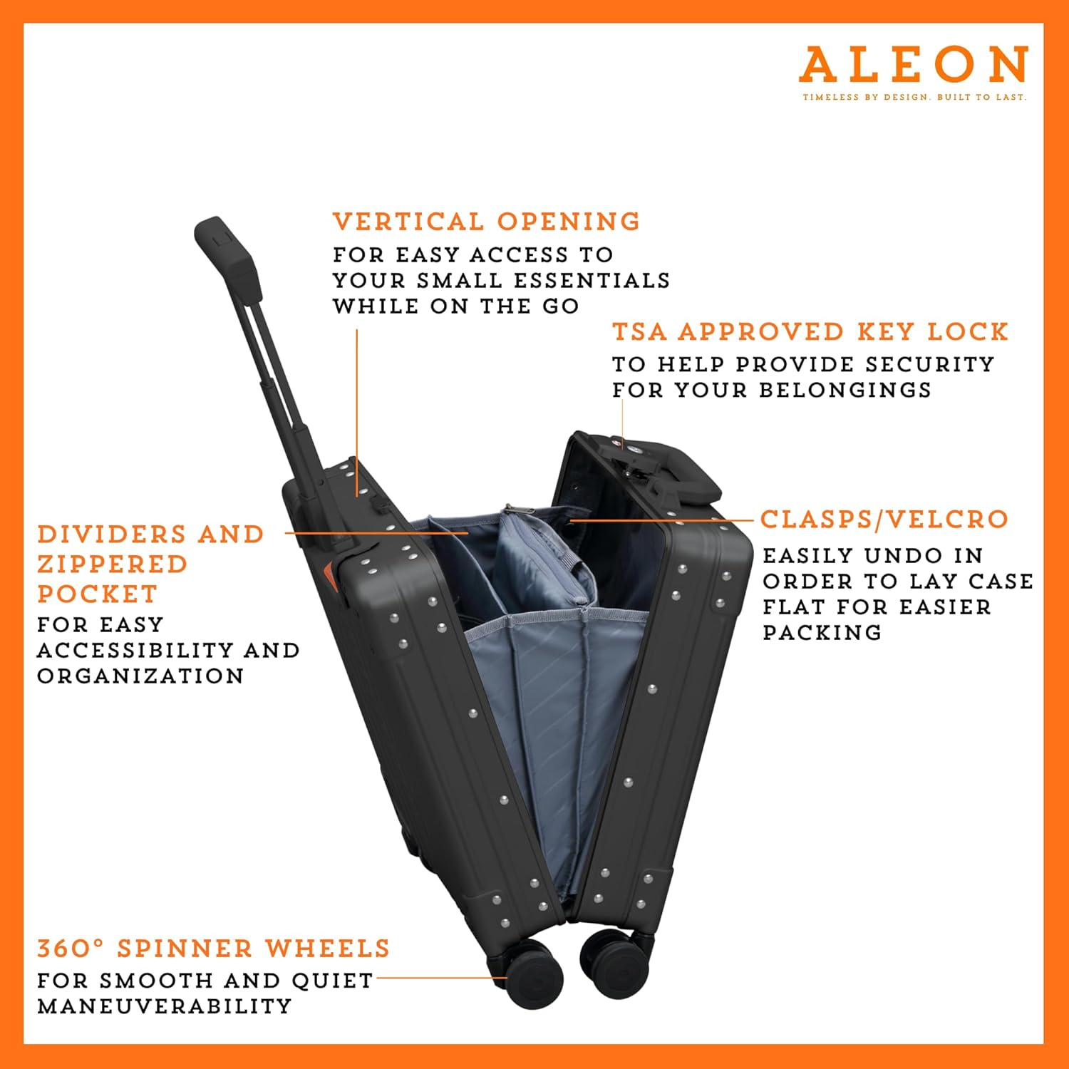 Aleon All Aluminum Lightweight 16” Premium Vertical Underseat Carry-On Luggage. Business Briefcase