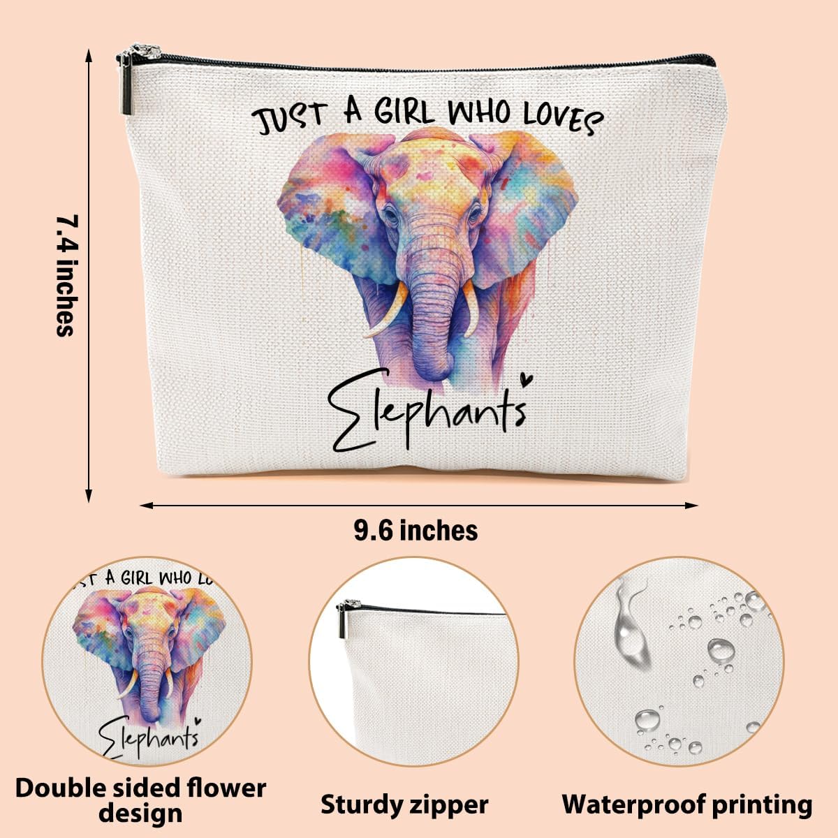 Elephant Gifts for Women Makeup Bag, Elephant Stuff Cosmetic Bag Travel Organizer Bags, Elephants Lovers Makeup Pouch, Christmas Birthday Animal Lovers Gifts for Women Girls Friends Daughter