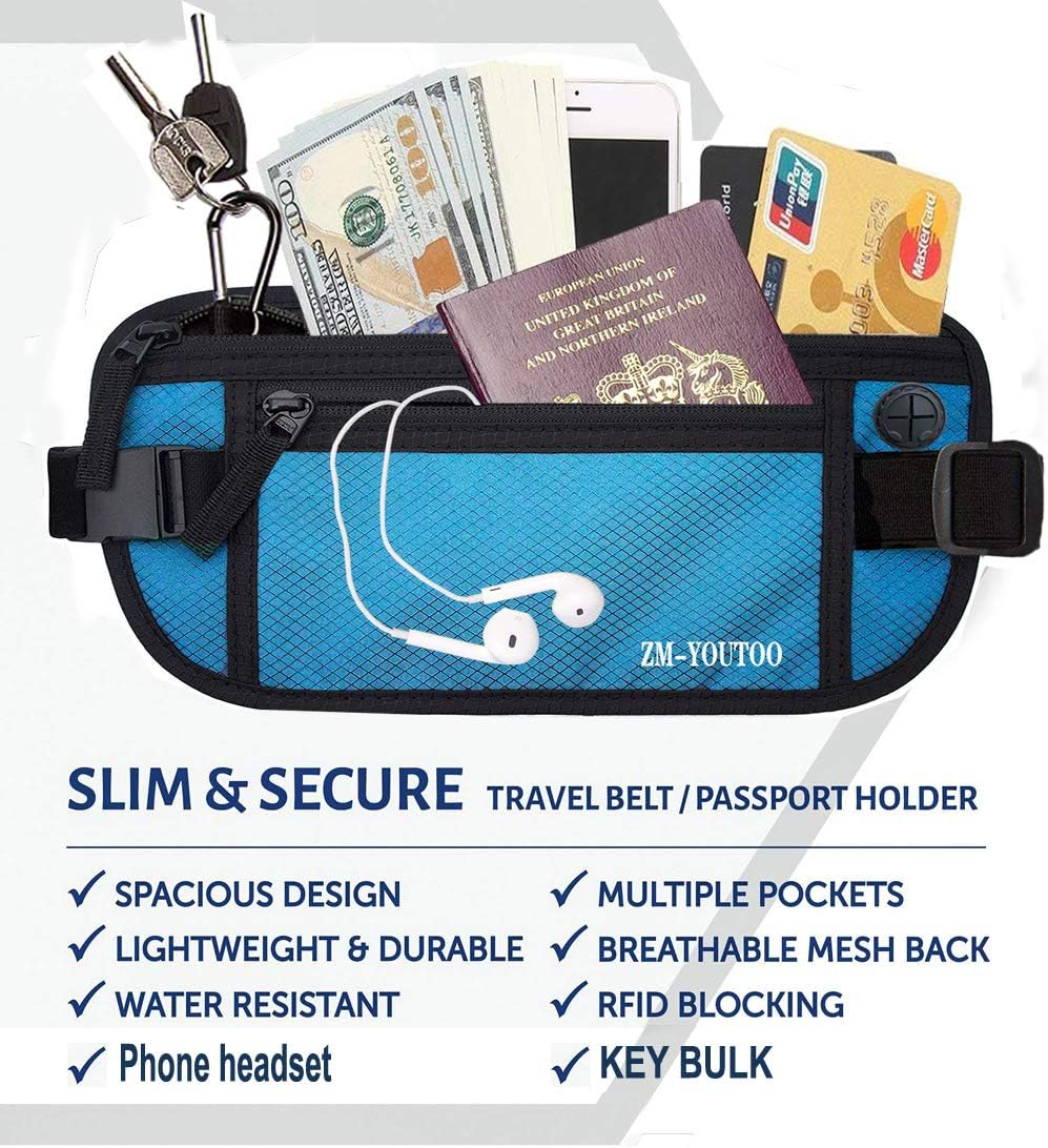 Money Belt for Travel - Hidden Travel Pouch Protect Your Credit and Money With RFID Blocking