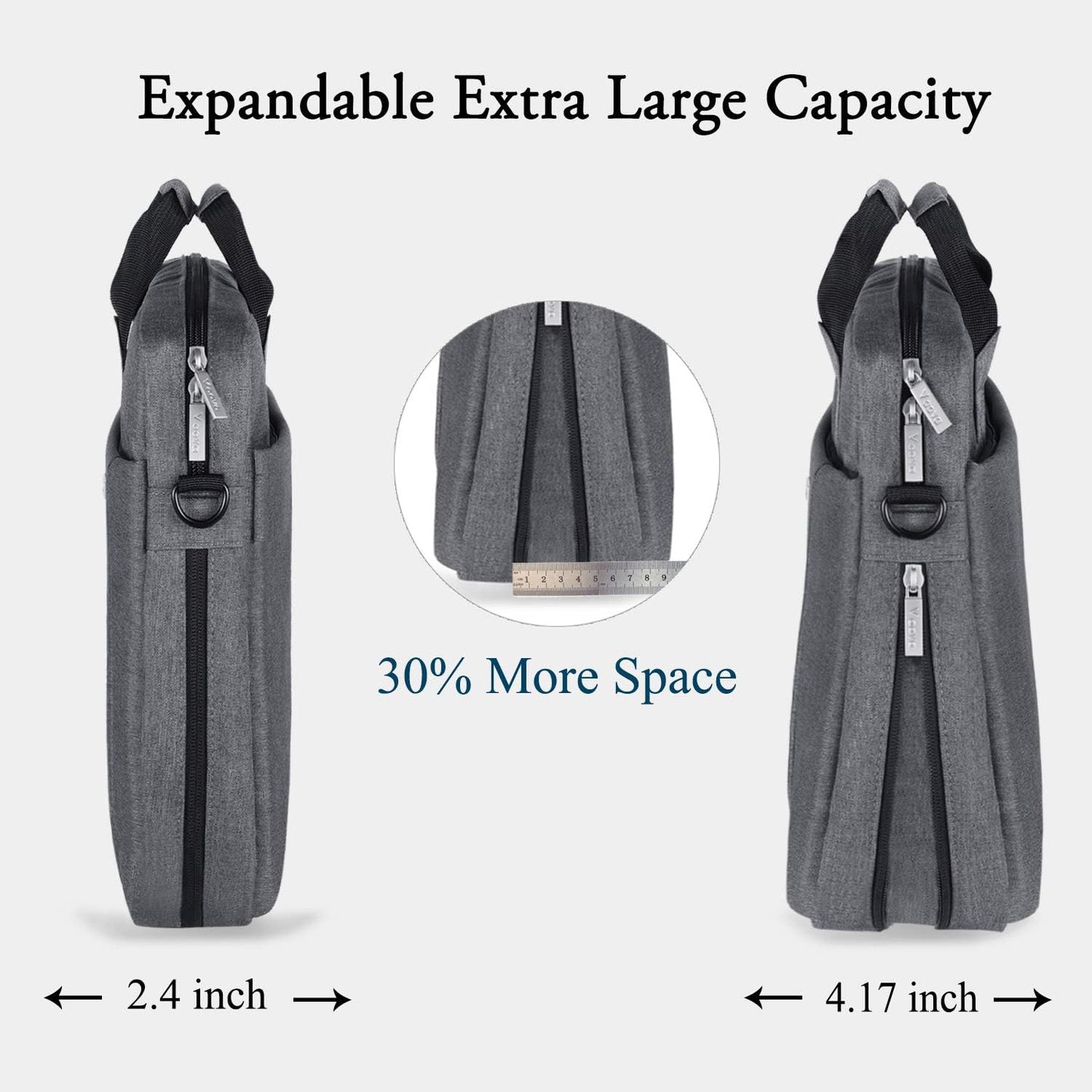 Voova Laptop Bag Case 17 17.3 Inch Computer Sleeve Messenger Bag with Shoulder Strap Expandable