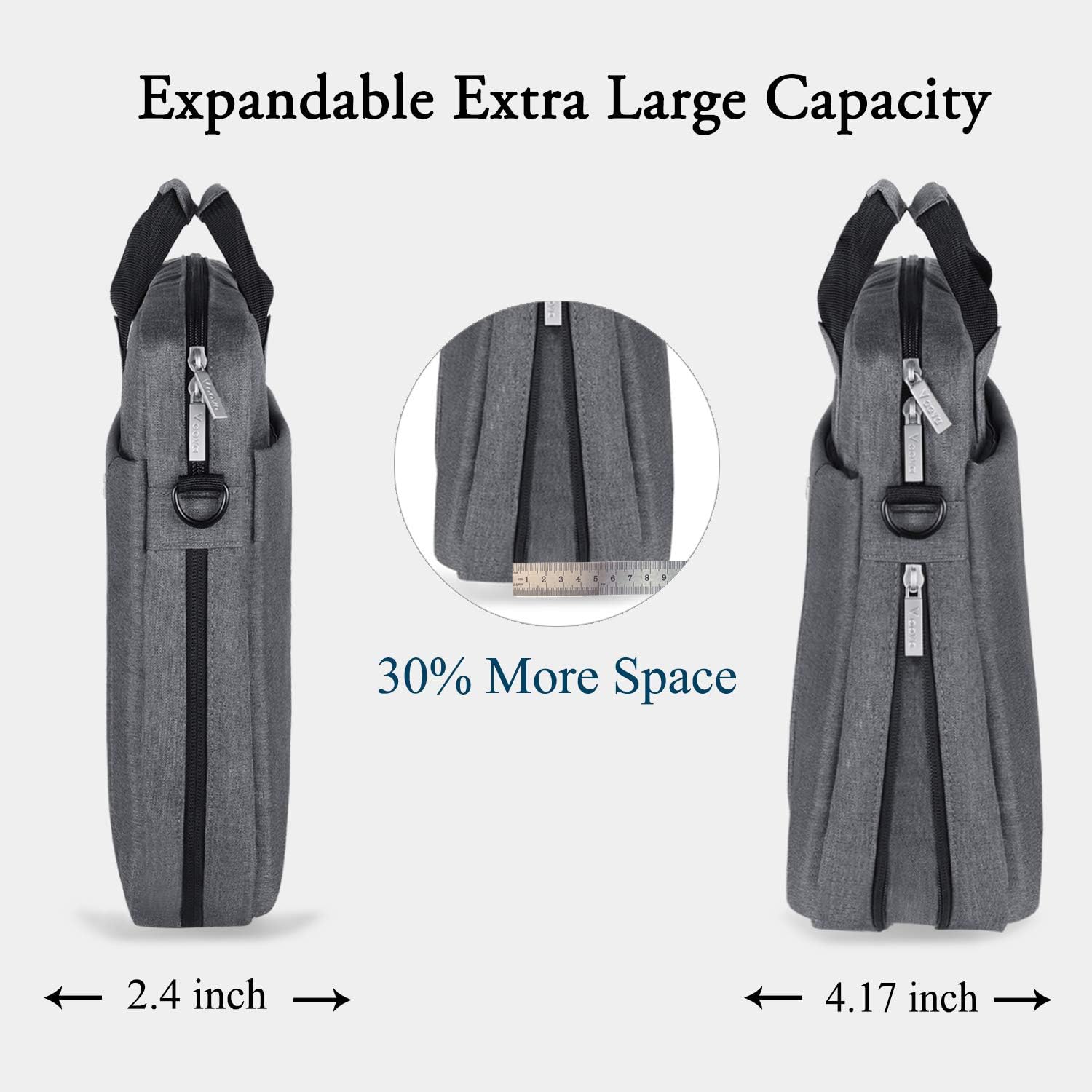 Voova Laptop Bag Case 17 17.3 Inch Computer Sleeve Messenger Bag with Shoulder Strap Expandable