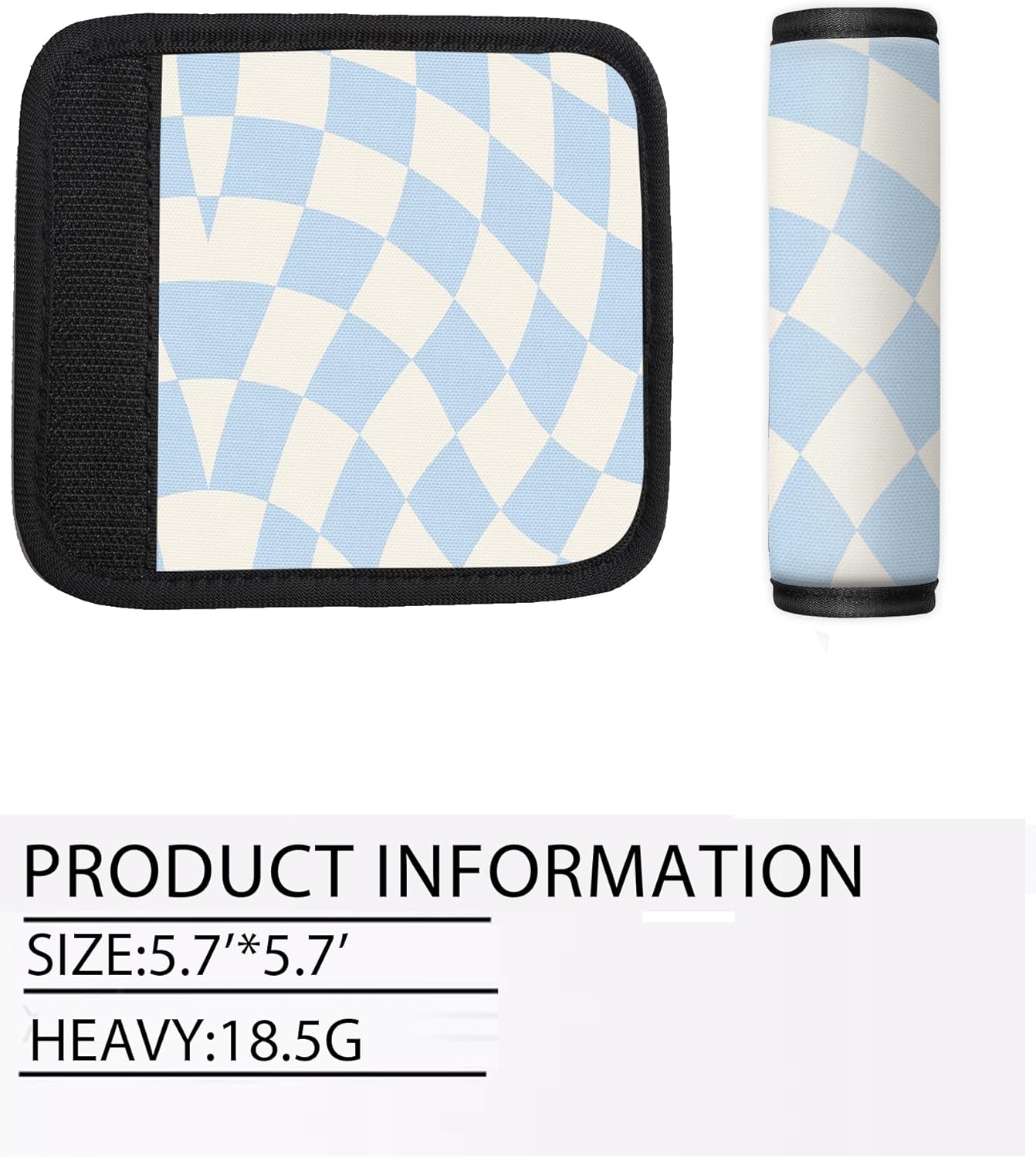 2 Pack Luggage Handle Wrap Travel Tags - Set of Luggage Tags for Suitcases, Identifiers, Marker, and Handle Covers - Cruise Accessories and Travel Gifts（Blue Chessboard