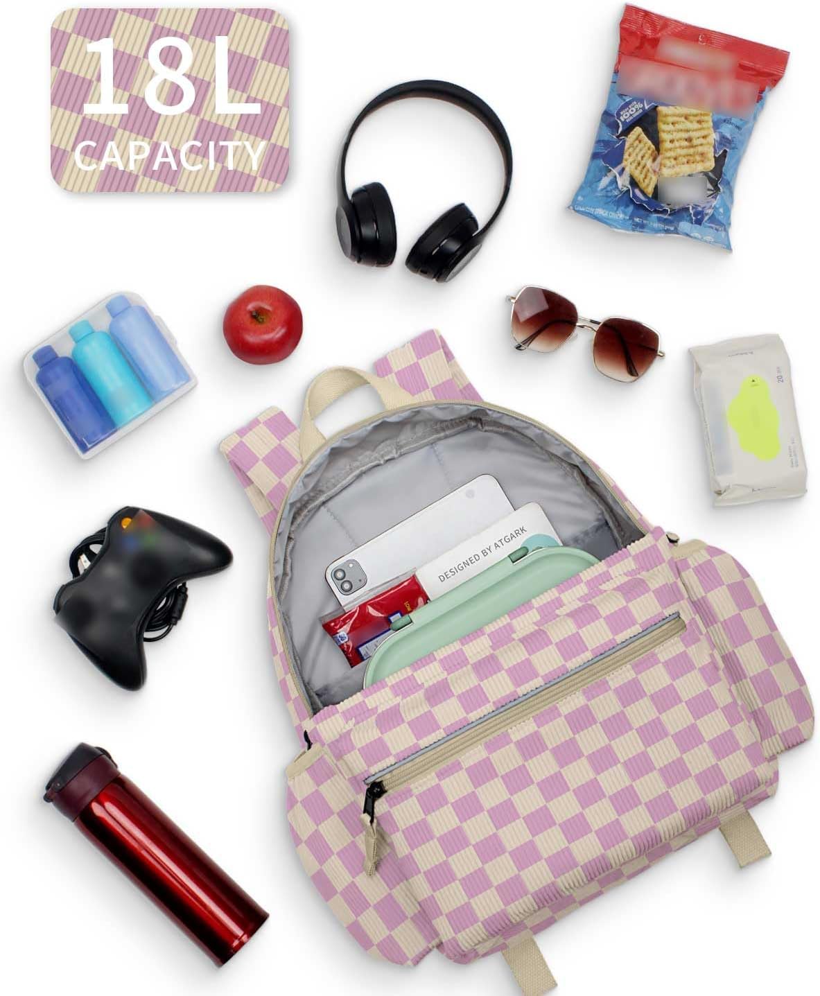 Corduroy Kids Backpack for Girls 6-10: Girls Backpacks for Elementary Kindergarten 15” H Fit Folder