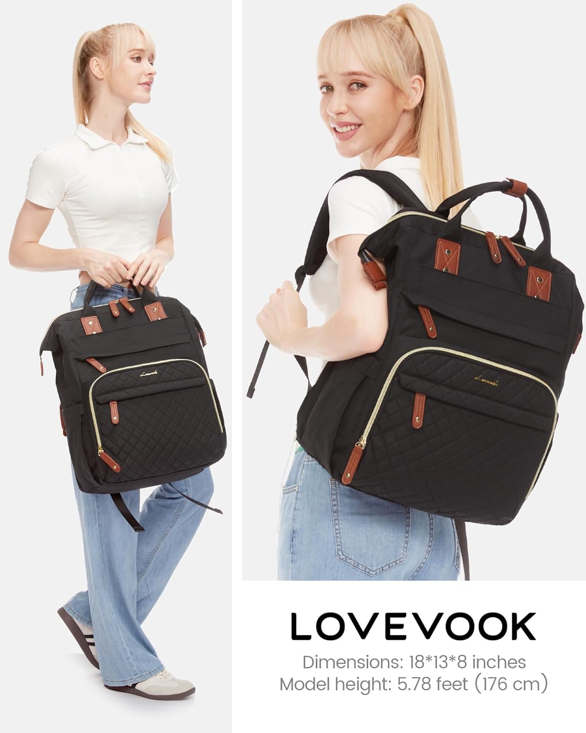 LOVEVOOK Laptop Backpack for Women, 17.3'' Waterproof Nurse Bag Teacher Work Backpack Purse for