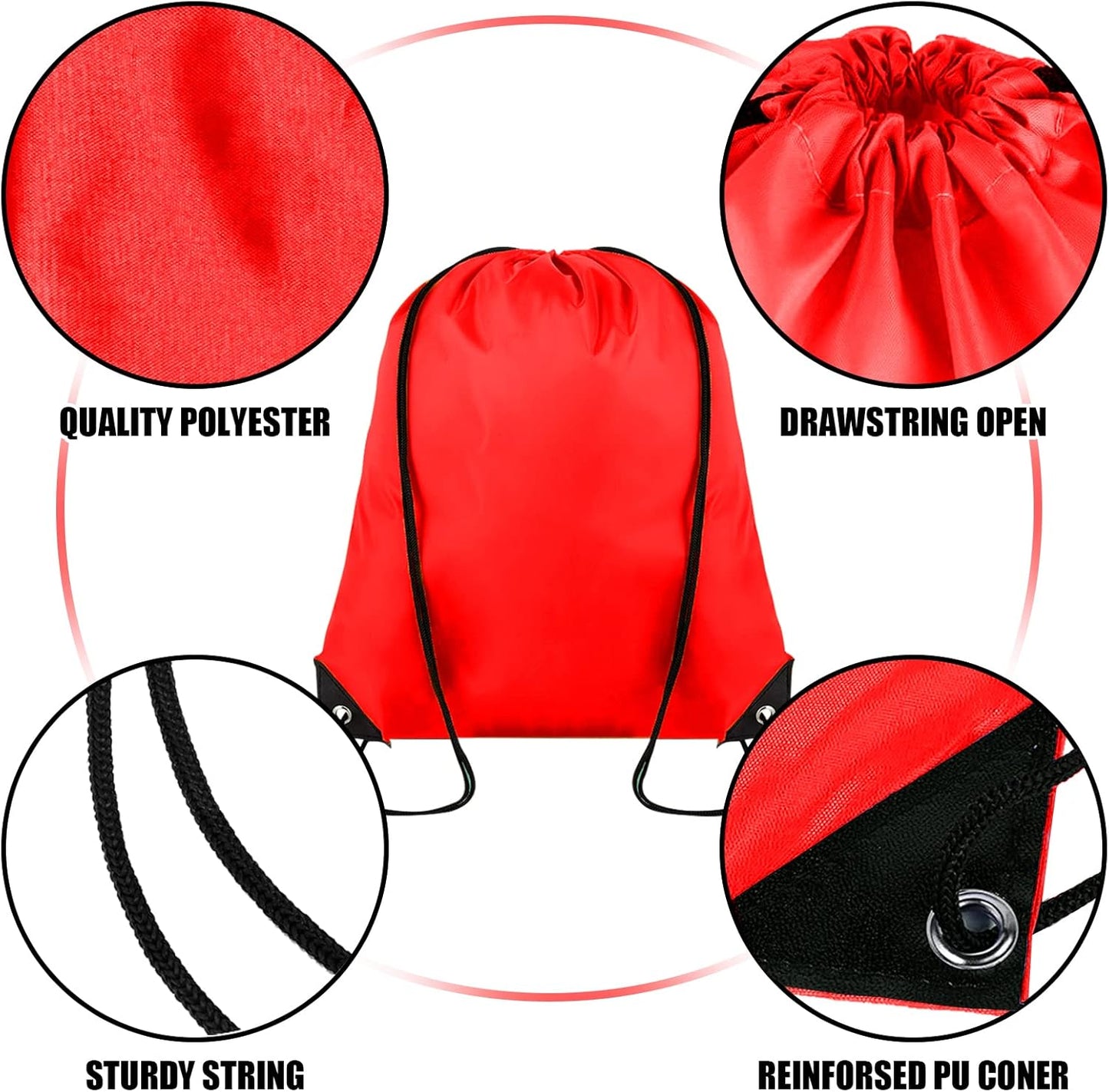 40 Pieces Drawstring Backpack Bulk Cinch Sackpack Ployster Drawstring Bags for Gym Party Trip(Red)