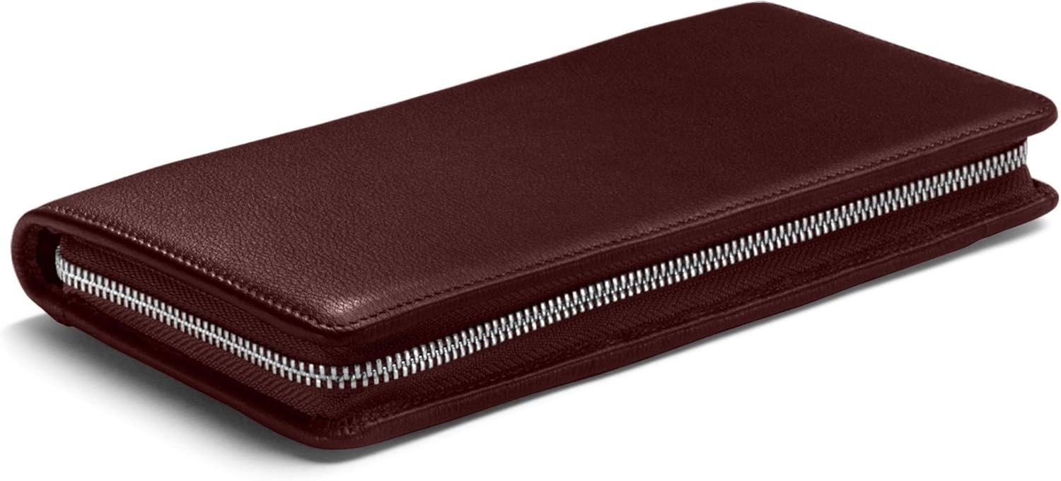 Leatherology Bordeaux Travel Zip Organizer Wallet, Passport Holder, RFID Available, Full Grain