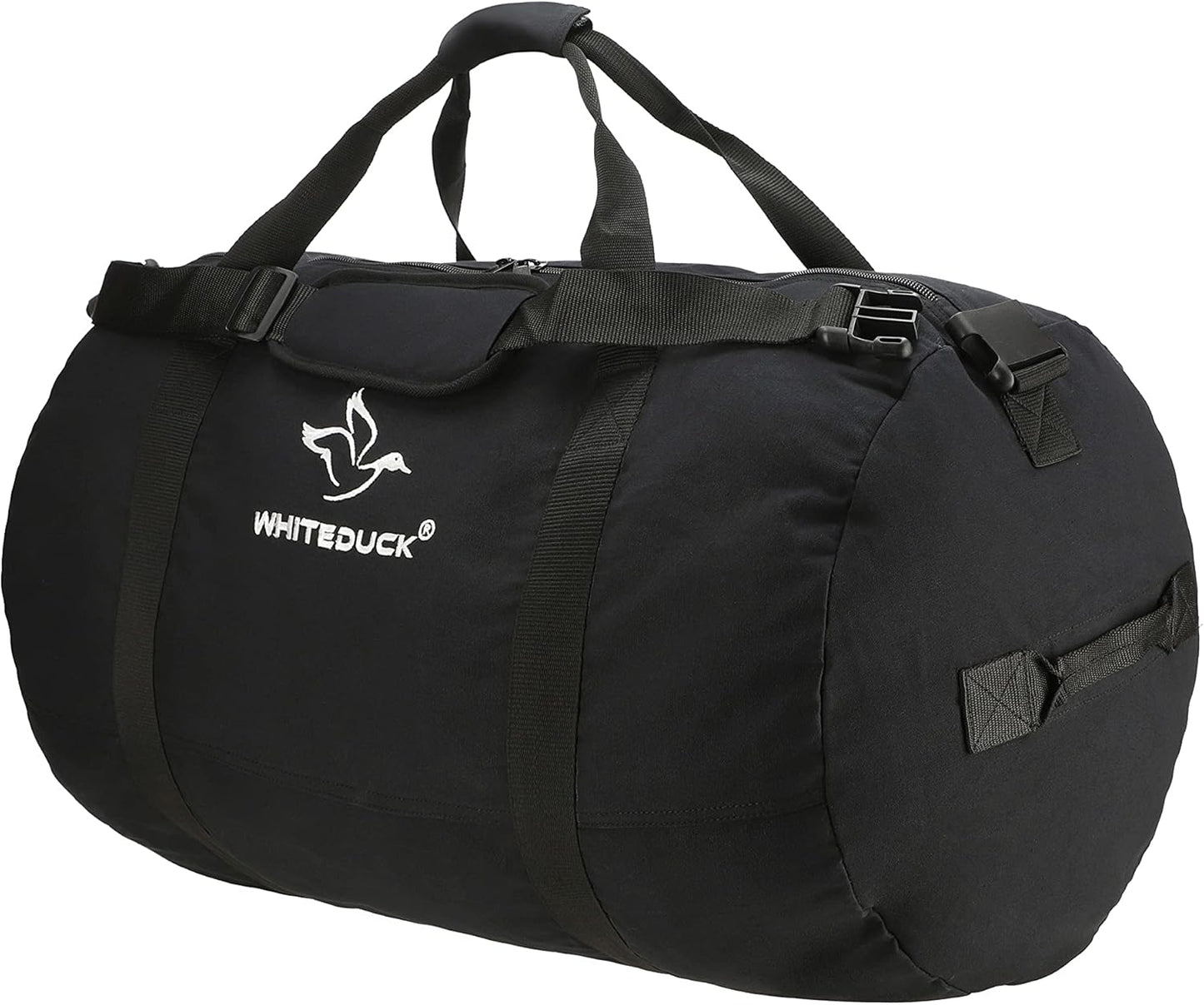 WHITEDUCK Heavy Duty Canvas Duffel Bag for Men and Women - Foldable Military Army Style Duffel Bag, with Full Length Zipper- Outdoors, Travel, Gym & Storage
