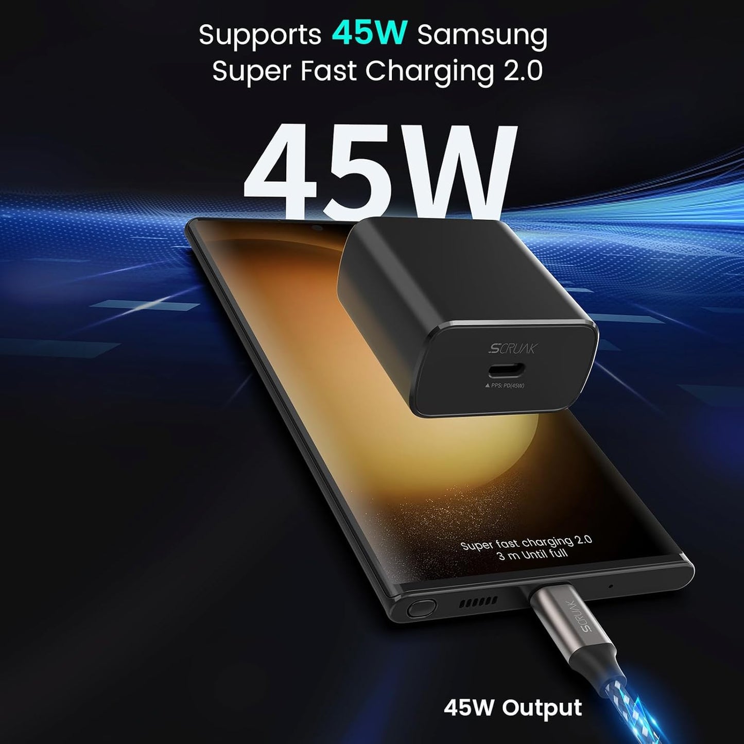 45W USB-C Charger, 2-Pack 45 Watt Super Fast Charger Type C Wall Charging Block with 2X 12FT Type C Cable for Samsung Galaxy S25 Ultra/S25/S25+/S24 Ultra/S23+/S23/S22/S20,Note 10/20,Tab S9/S8