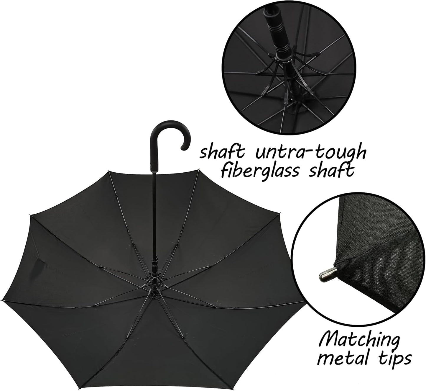 Large Stick Umbrella Windproof Automatic Open 50 Inch Umbrella with Hook Handle,Over Sized J Handle Umbrellas for Men and Women,Windproof Unbreakable Stick Rain Golf Umbrella.