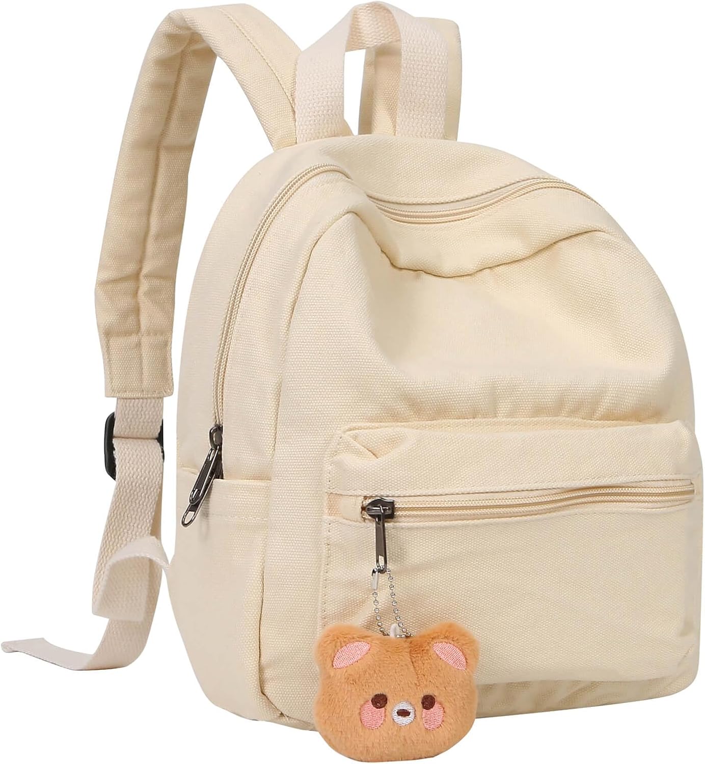 Phaoullzon Teen Girls Mini Backpack Purse Kids Canvas Small Tiny Cute Bag,Beige
