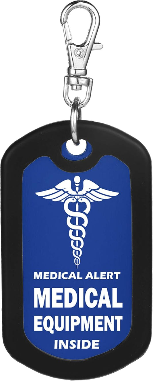 mnmoom Medical Equipment Luggage Tag Medical Alert Zipper Pull Bag Tag (Blue)