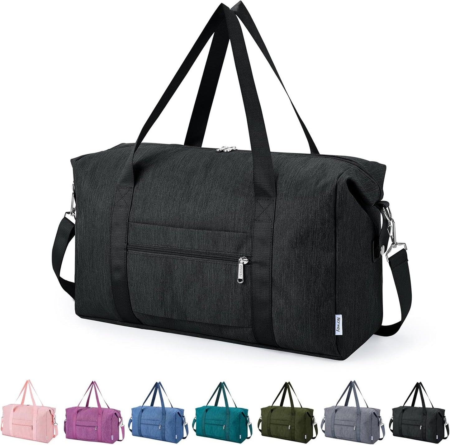 Narwey For Spirit Airlines Personal Item Bag 18x14x8 Foldable Duffle Bag for Travel Packable Duffel Bag for Traveling Carry on Bag for Airplanes Underseat Overnight for Women and Men (Black)