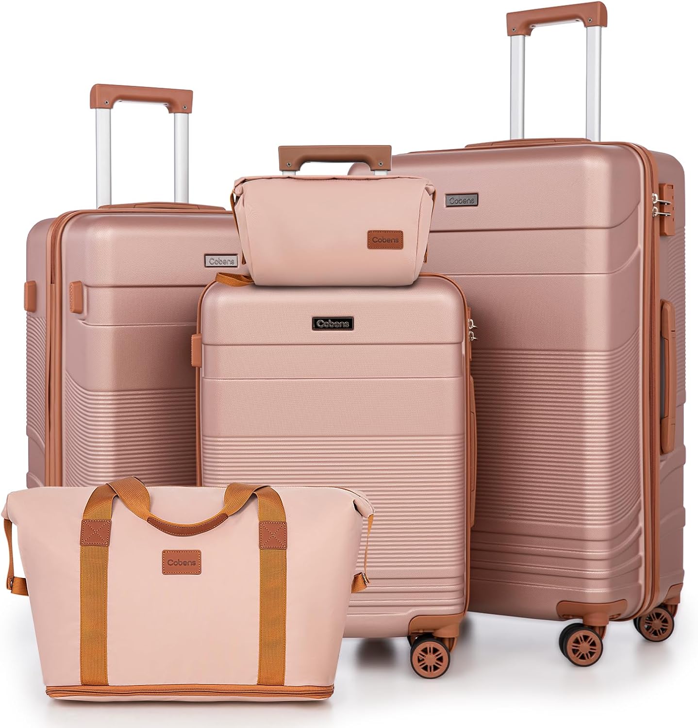 Luggage Sets 5 Piece with Spinner Wheels, Lightweight Hardshell Suitcases Set with Lock for Men and Women, Carry on Luggage Travel Set with Durable ABS Hard Case