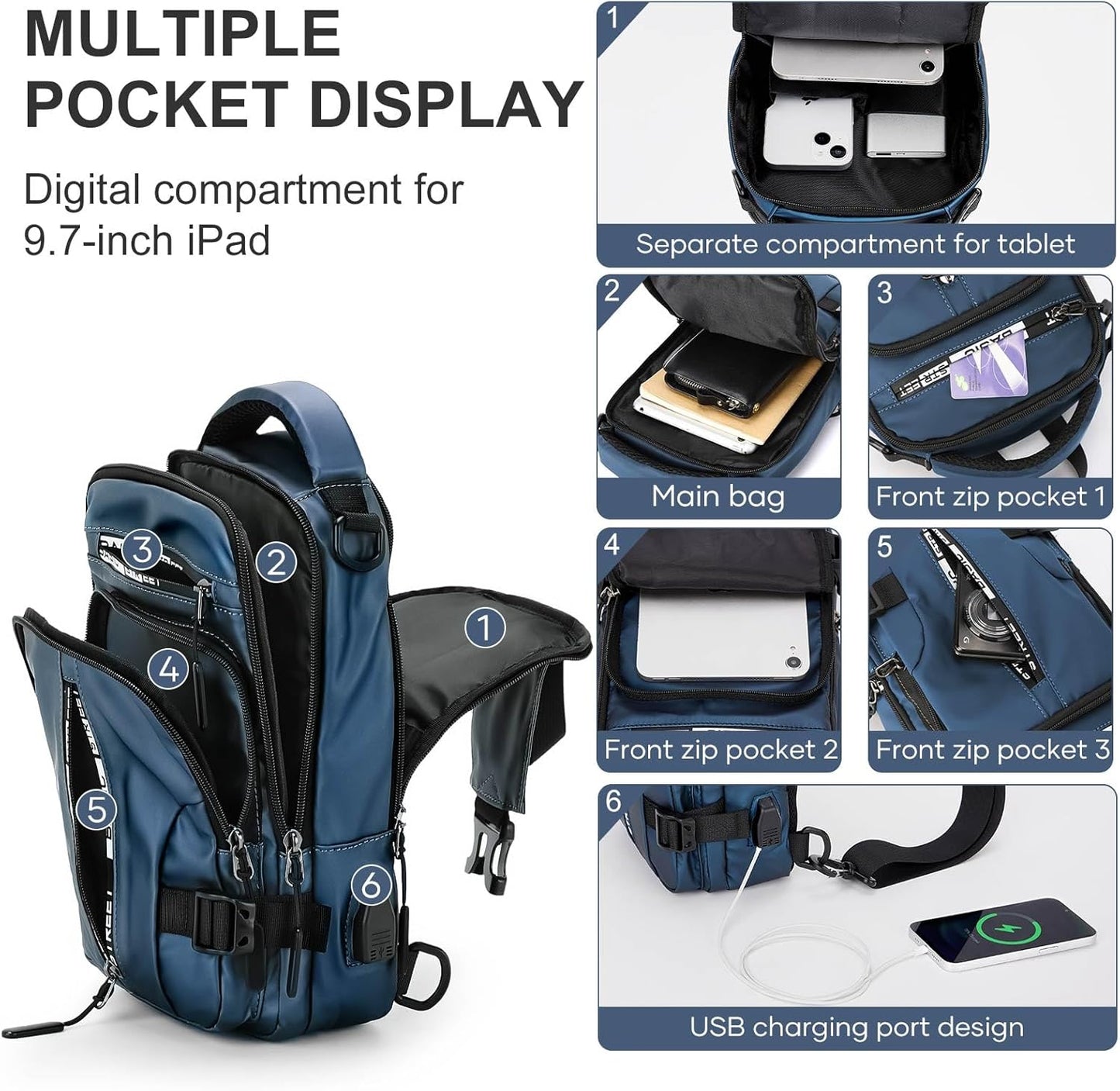 Mini Sling Bag for Men Women - Lightweight Crossbody Backpack, Multipurpose Shoulder Bag, Small