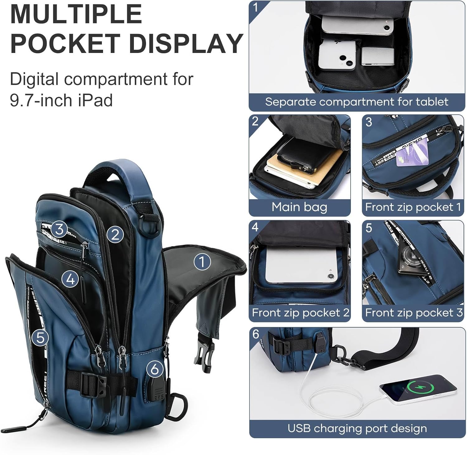 Mini Sling Bag for Men Women - Lightweight Crossbody Backpack, Multipurpose Shoulder Bag, Small