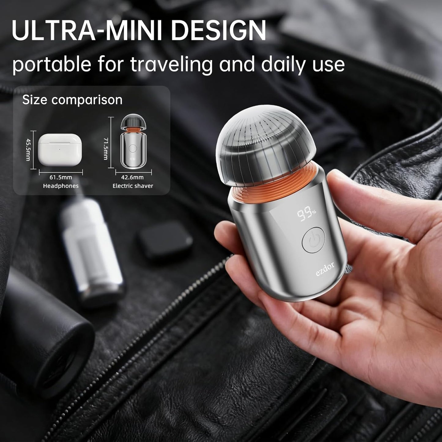 Mini Electric Shaver, Portable Electric Razor for Men & Women, USB-C Rechargeable Waterproof Travel Shaver, Cordless Pocket-Size Razor for Face & Body, Ideal for Home & Business Trips (Silver)