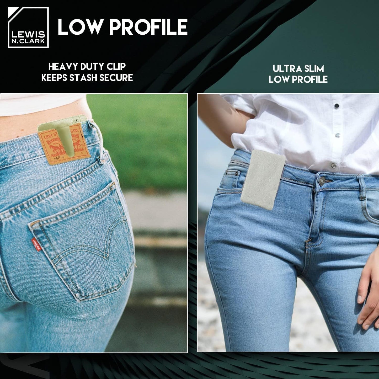 Lewis N. Clark RFID Hidden Clip Stash Money Belt Travel Pouch + Credit Card/Id Holder for Women & Men