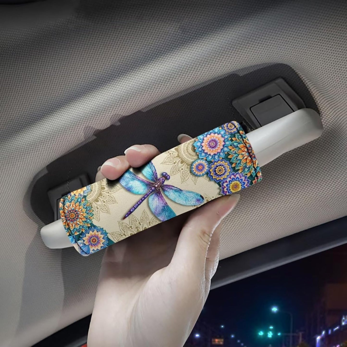 Dragonfly Luggage Handle Wrap Protection Cover Set of 2 Pcs Mandala Luggage Identifier for Suitcase Neoprene Door Handle Protection Sleeve Cover