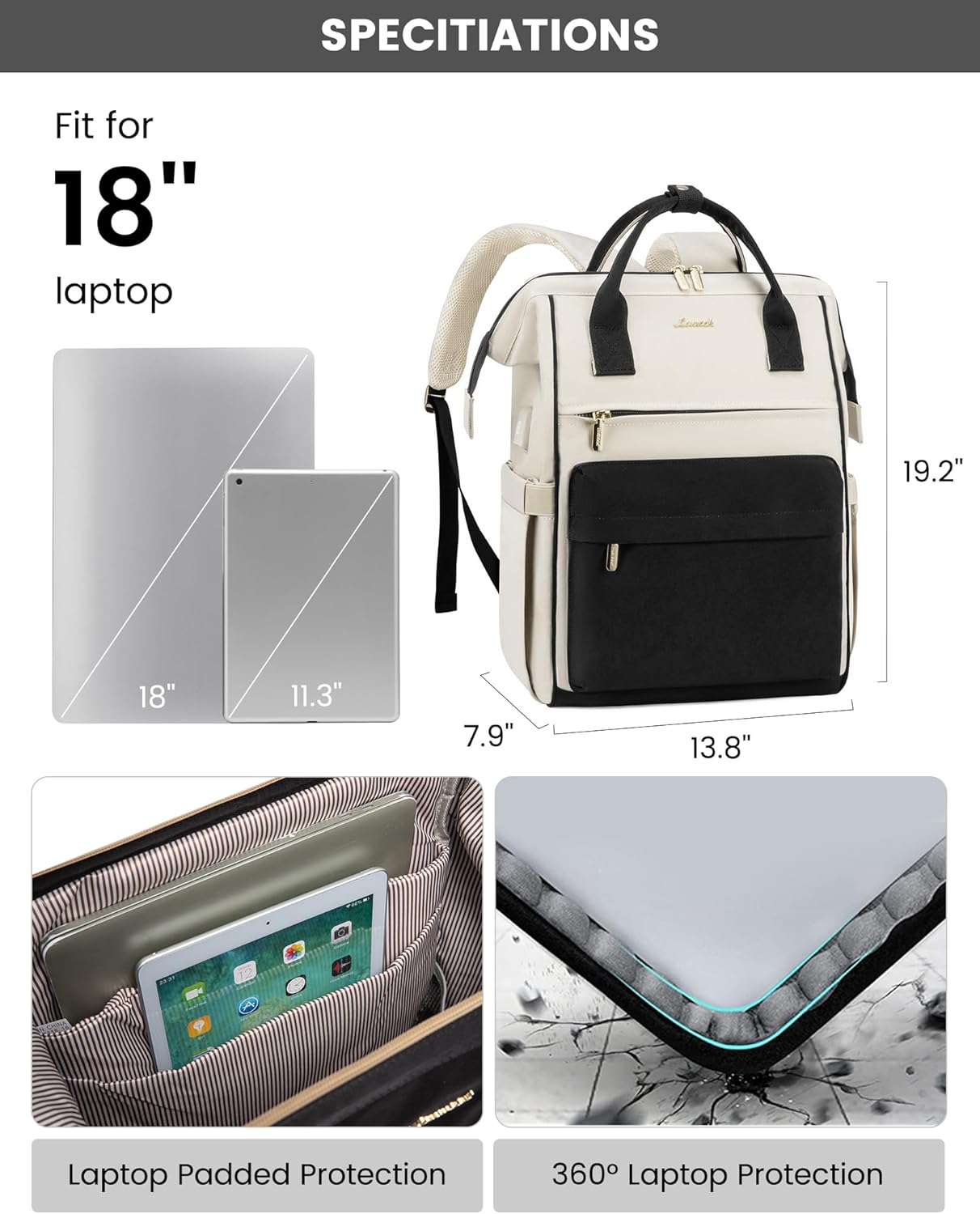 LOVEVOOK Laptop Backpack Purse for Women Waterproof Teacher Nurse Bag, 17.3 Inch Work Laptop Bag with Organizer Bag Business Travel Computer Backpack, 2pcs set